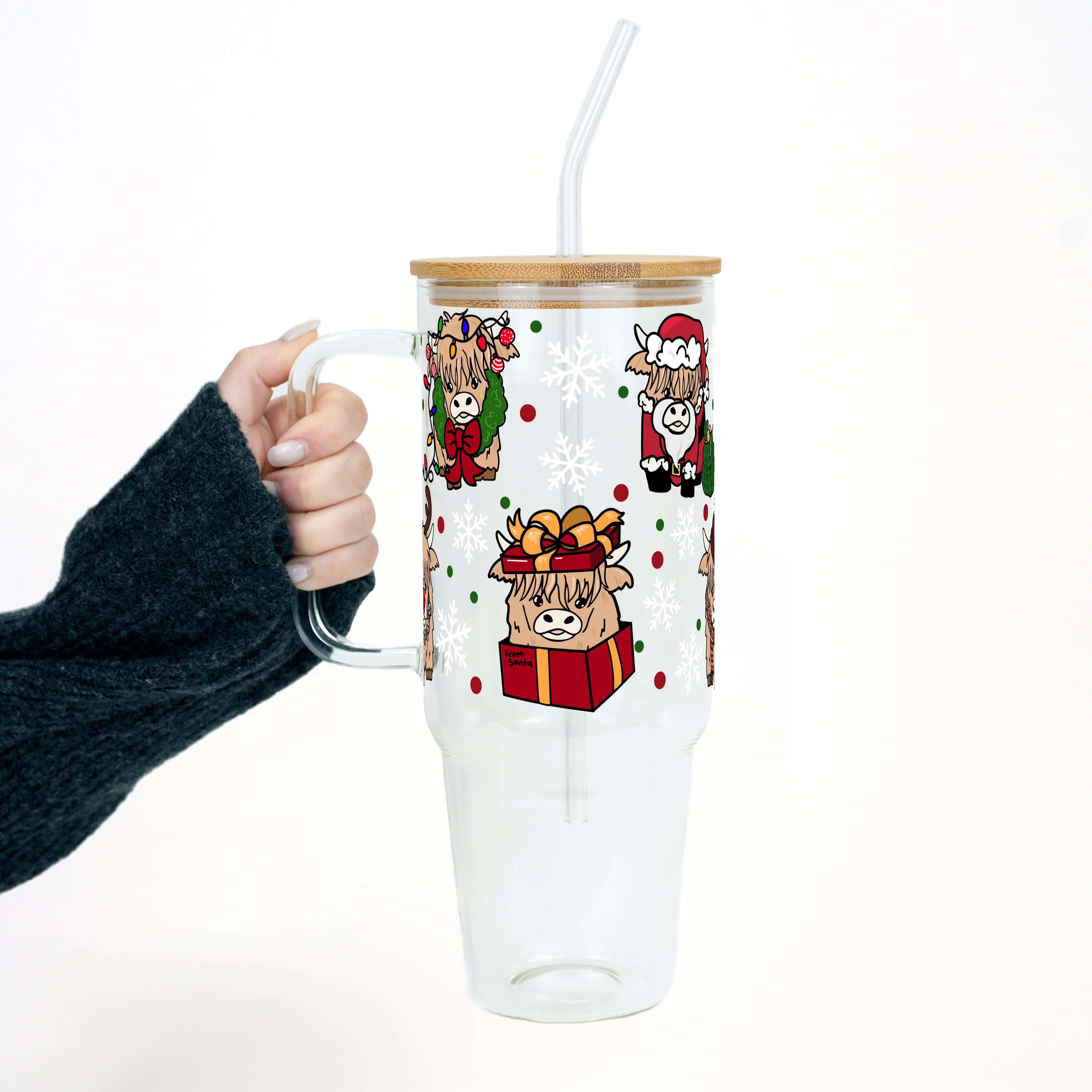 Highland Holiday Christmas Tumbler Handle Lid & Straw