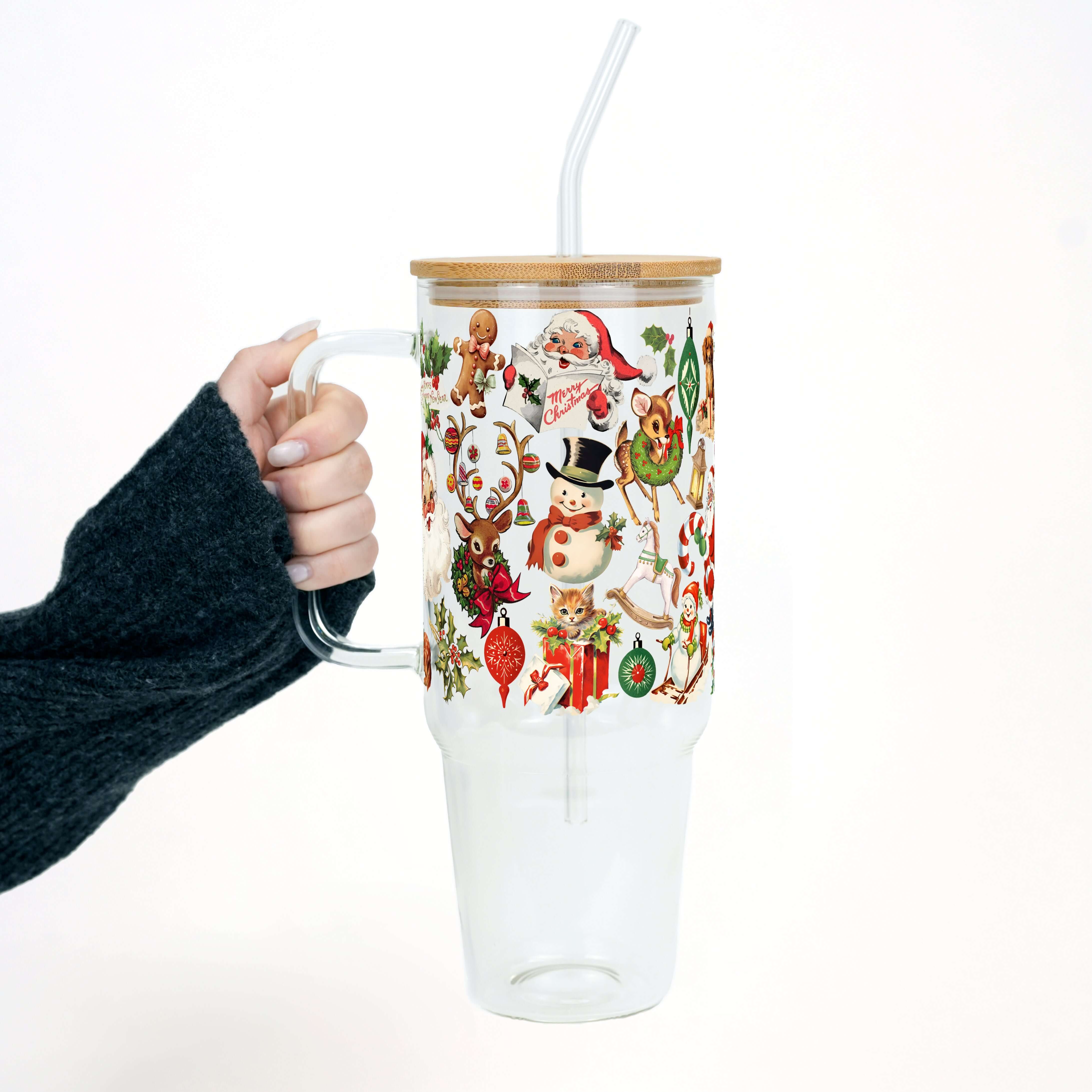 Nostalgic Christmas Tumbler with Handle Lid & Straw