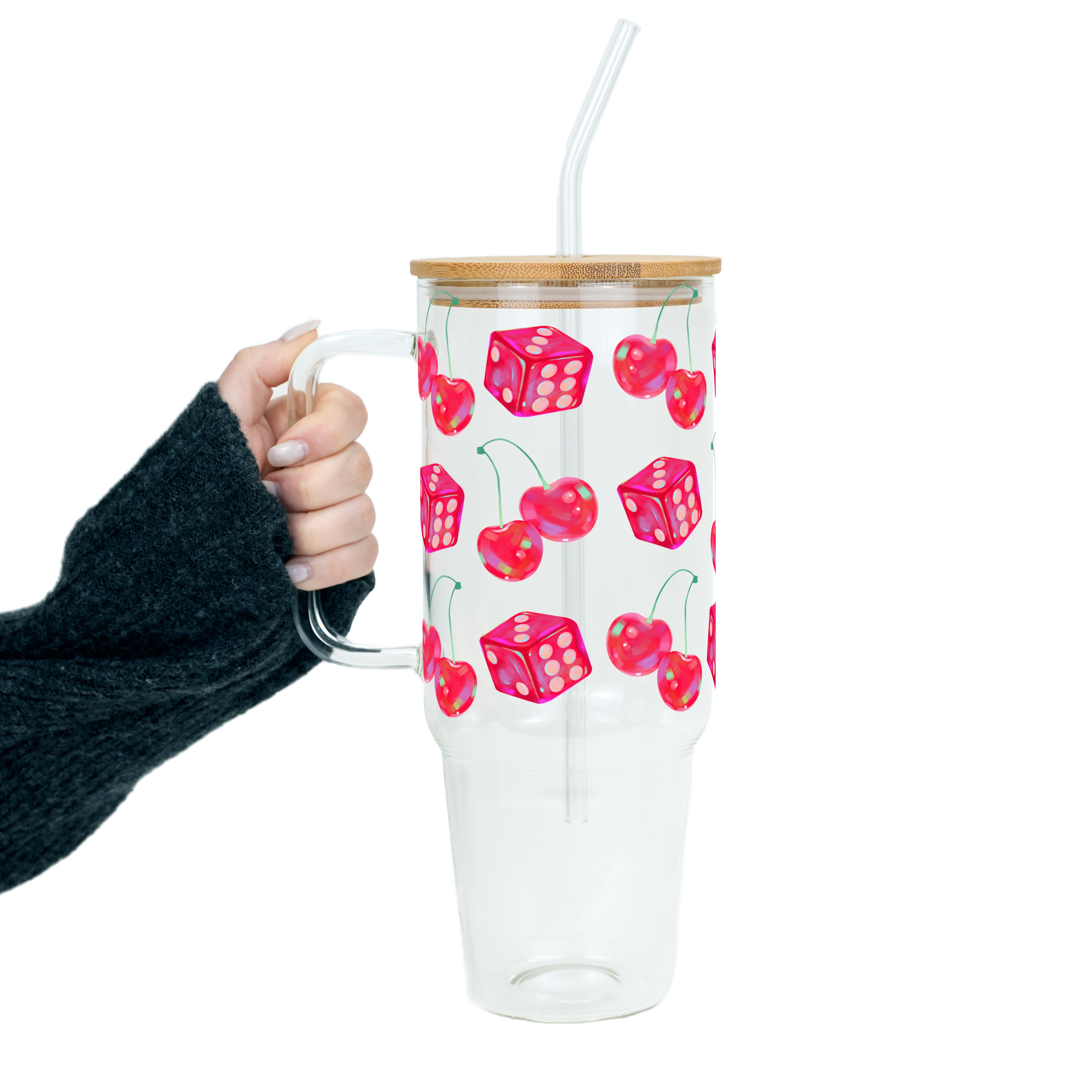 Lucky Girl Glass Cup, Mug & Tumbler with Lid and Straw