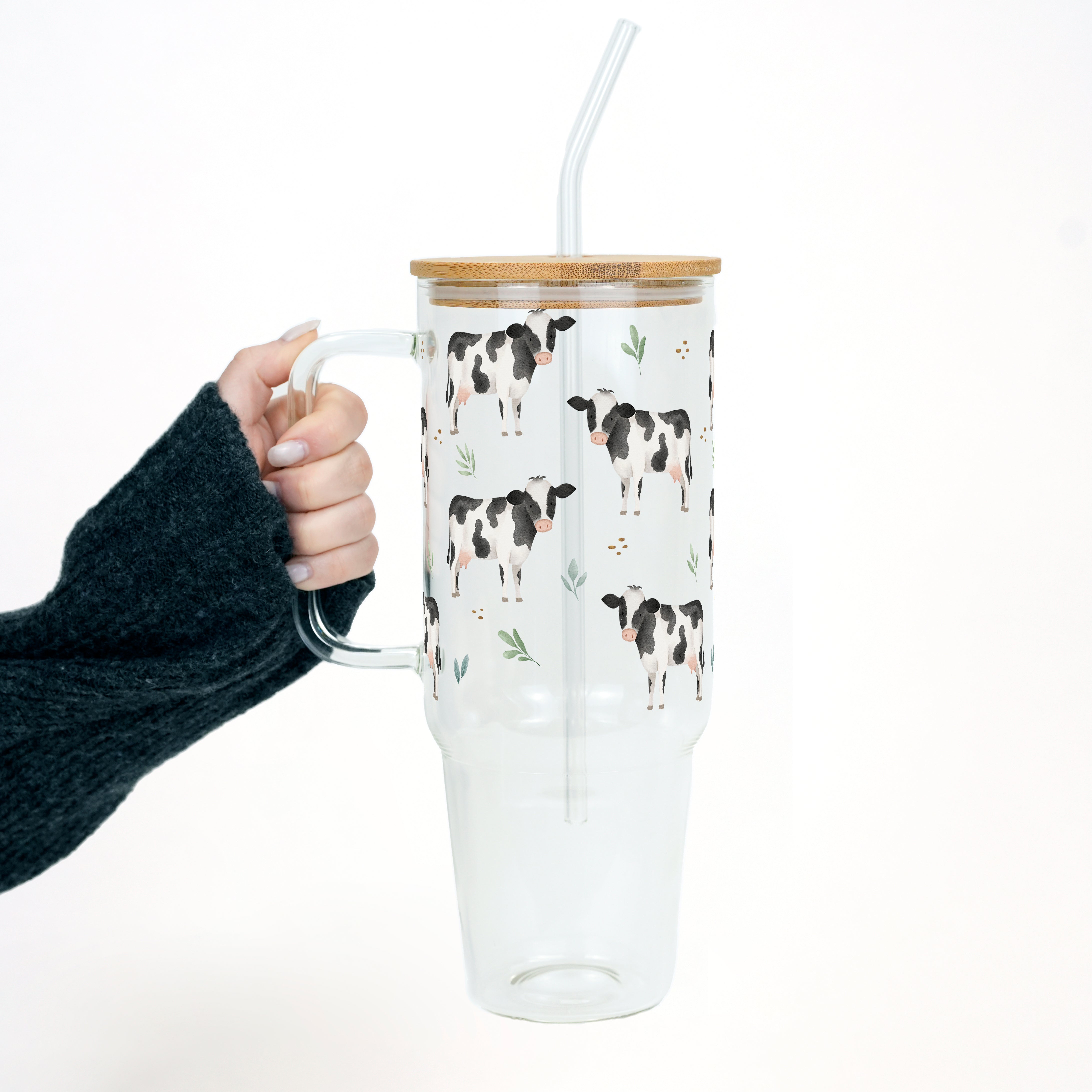 Pasture Perfect 40oz Cow Tumbler With Handle Lid and Straw
