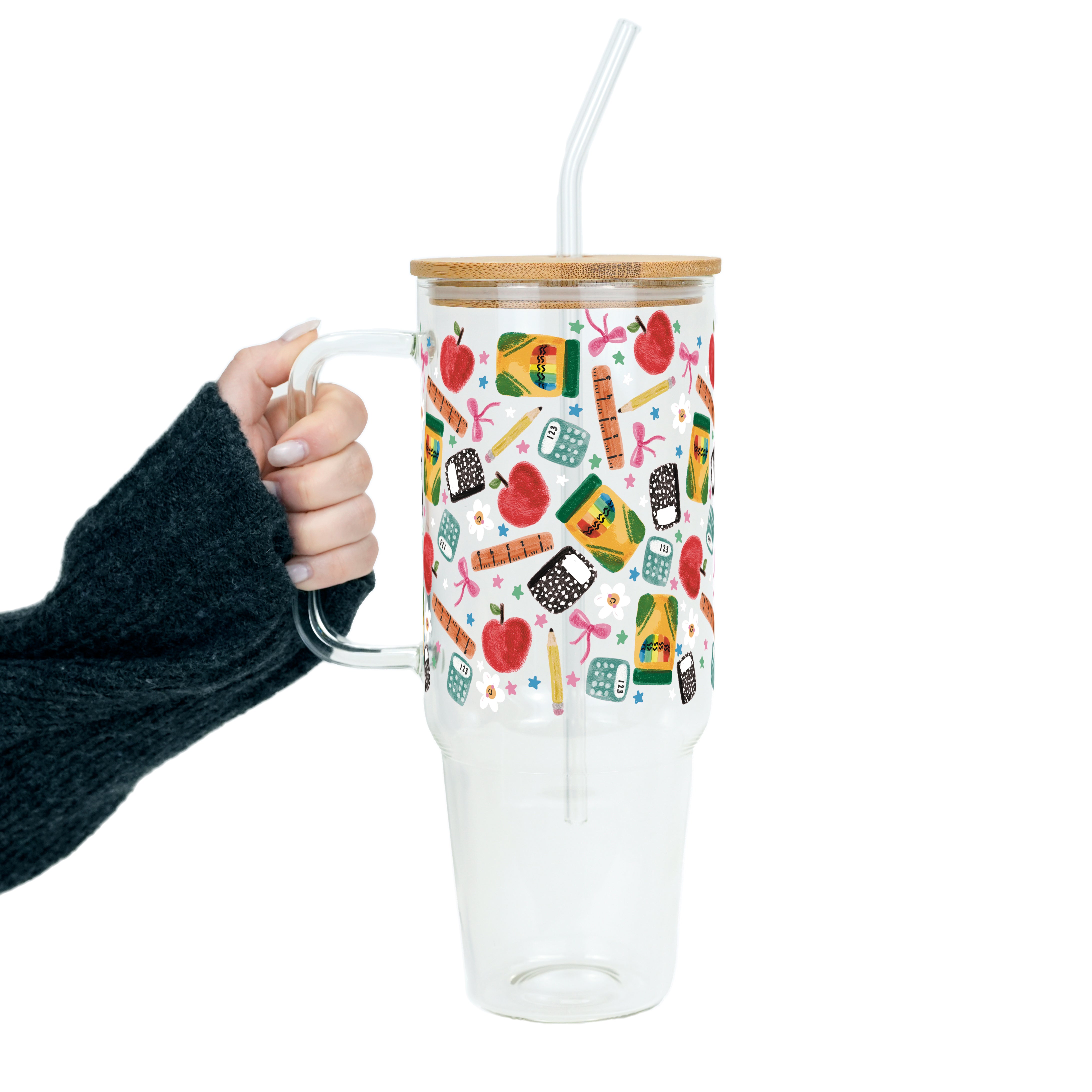 Teacher Essentials Pattern Tumbler With Lid and Straw
