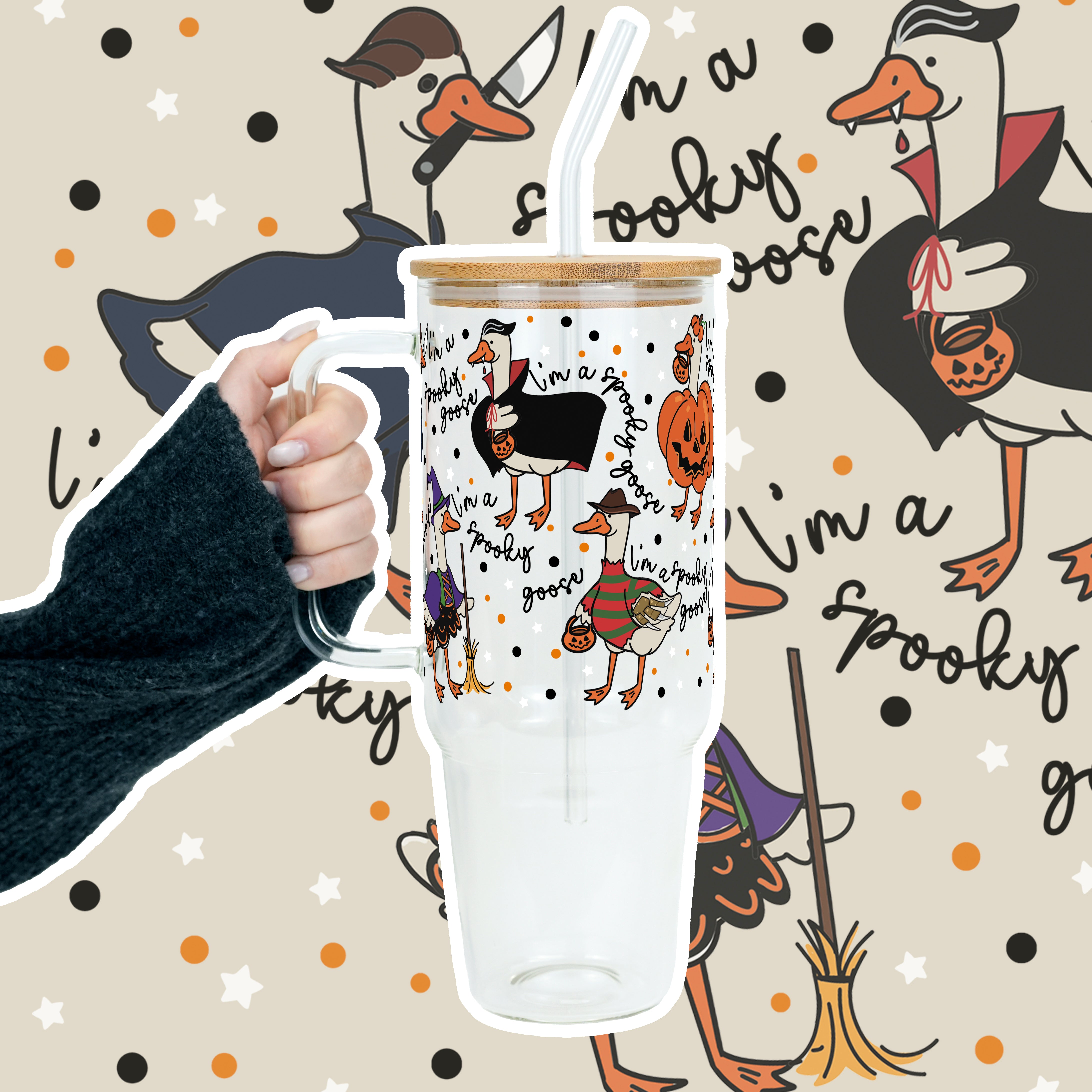 Spooky Goose 40oz Tumbler with Lid and Straw