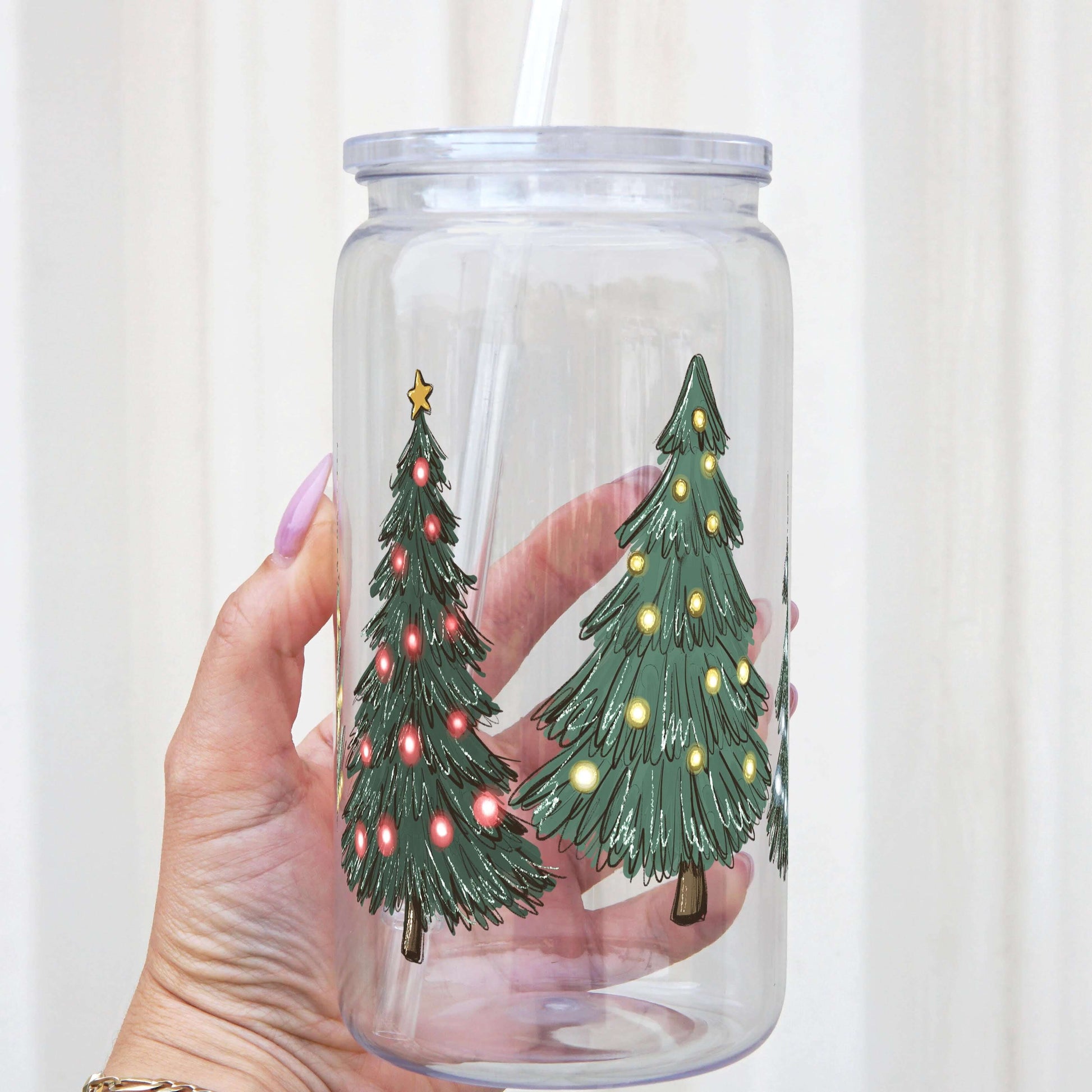 Green Christmas Trees Cup With Lid and Straw from Sip Sip Hooray – Mugs