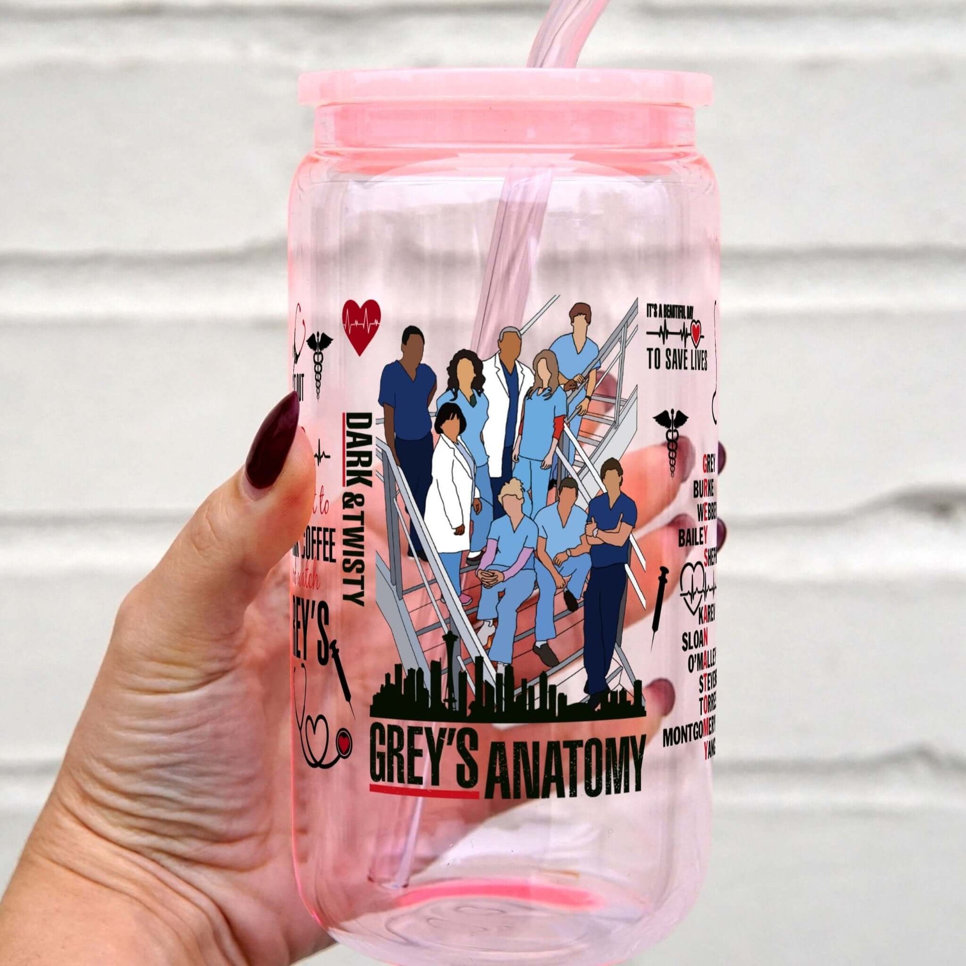 Grey's Themed Cup With Lid and Straw from Sip Sip Hooray – Tumblers