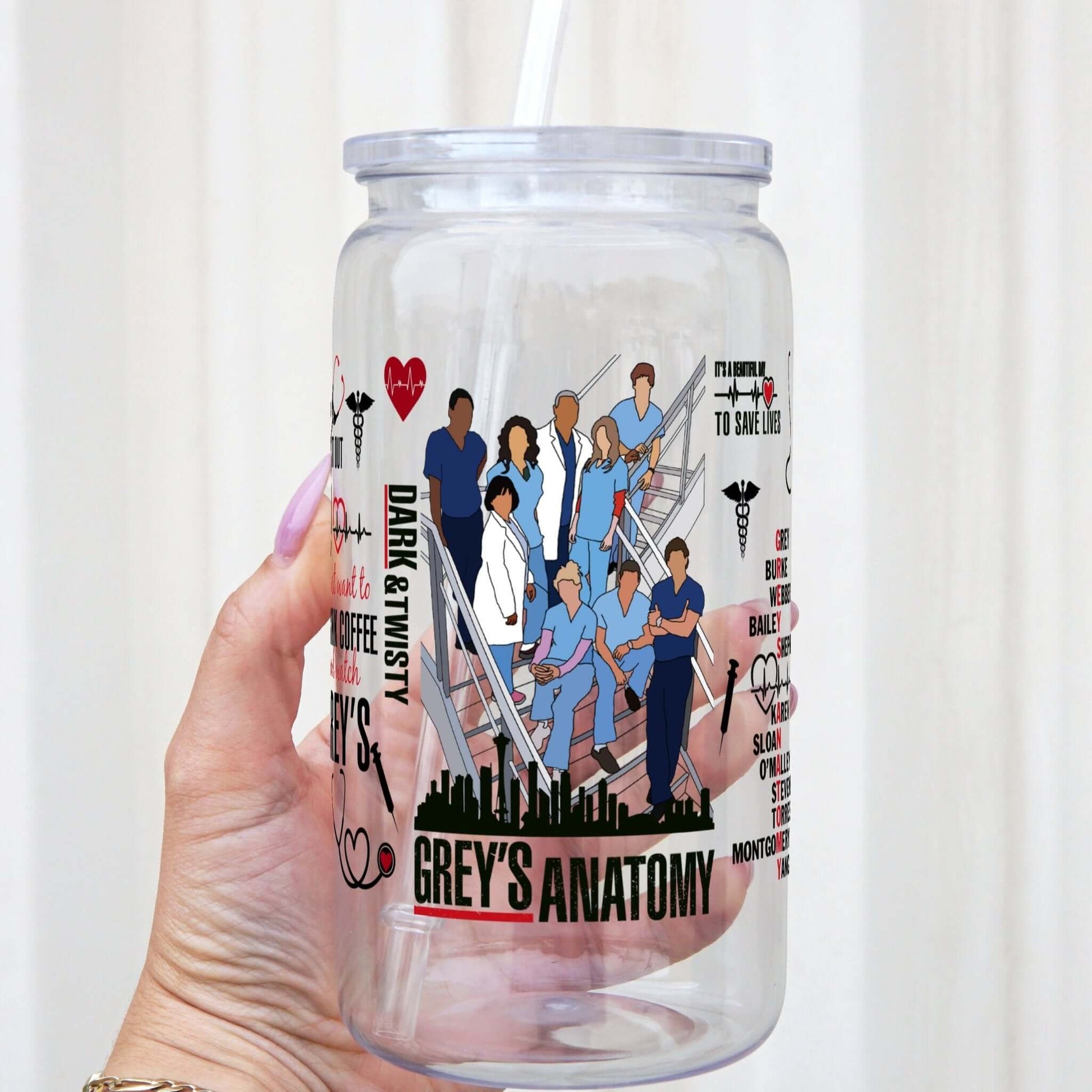 Grey's Themed Cup With Lid and Straw from Sip Sip Hooray – Tumblers