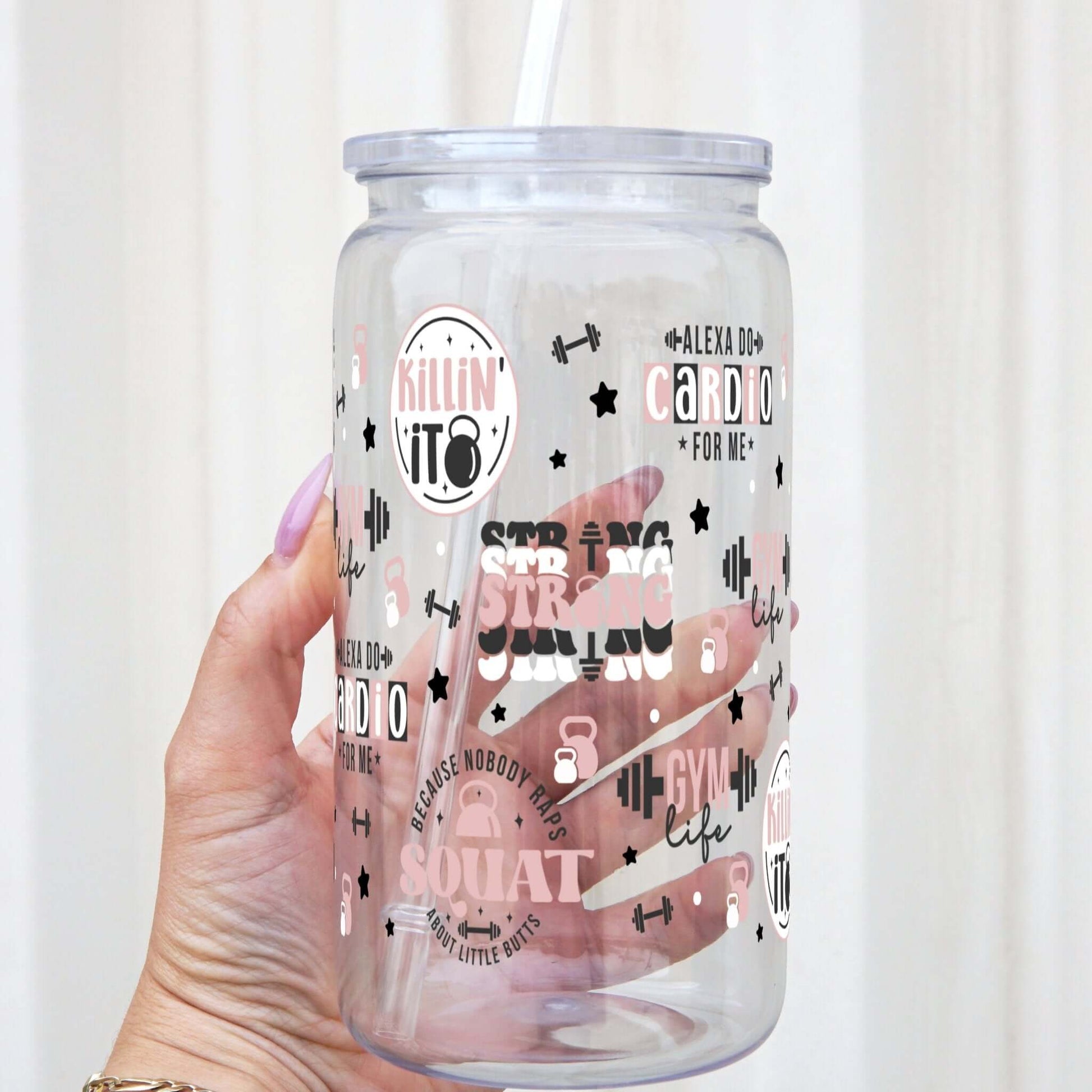 Gym Motivation Cup With Lid and Straw from Sip Sip Hooray – Drinkware