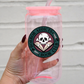 Horror Addicts Book Club 16oz Glass Can Cup With Lid and Straw