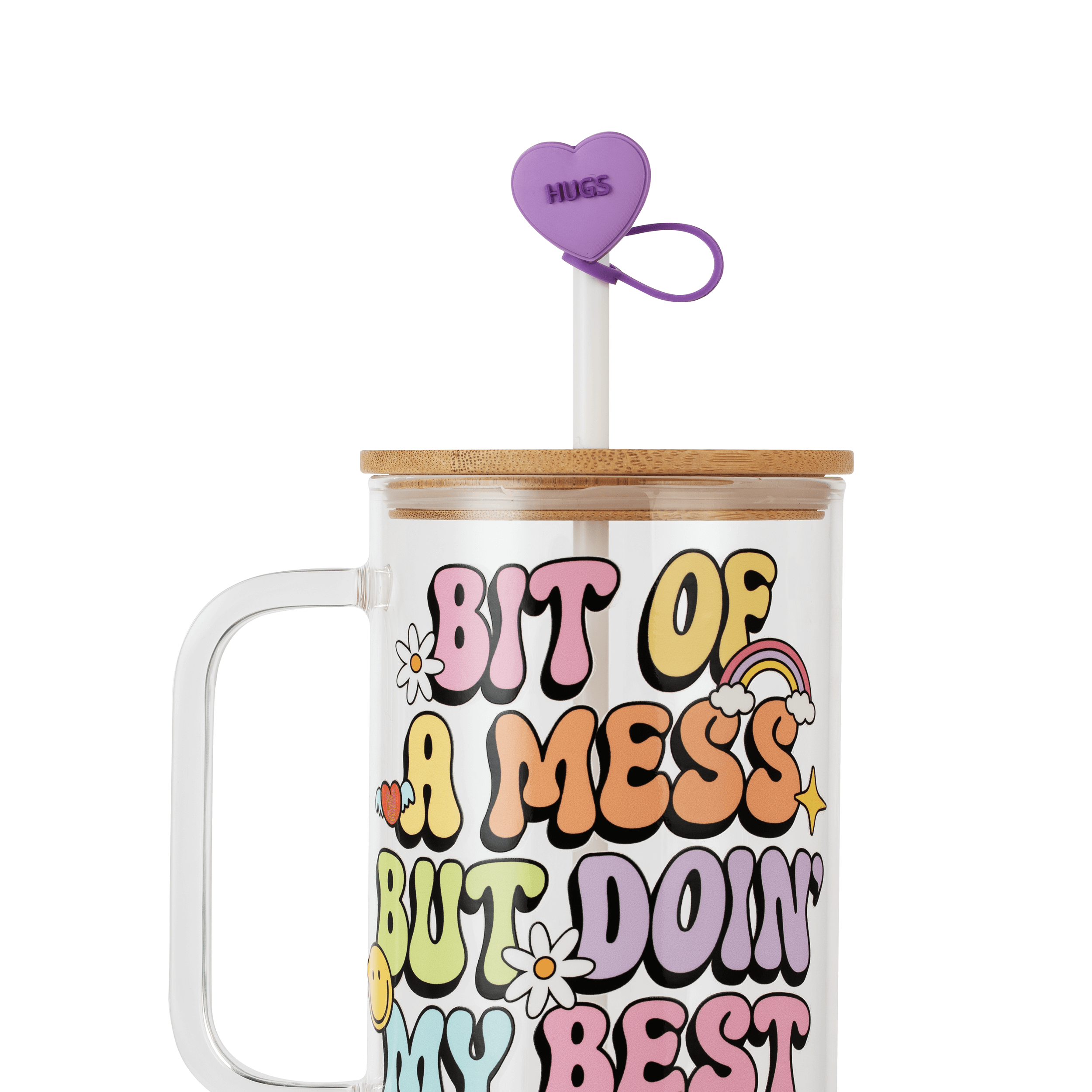 Purple Hugs Heart Straw Topper