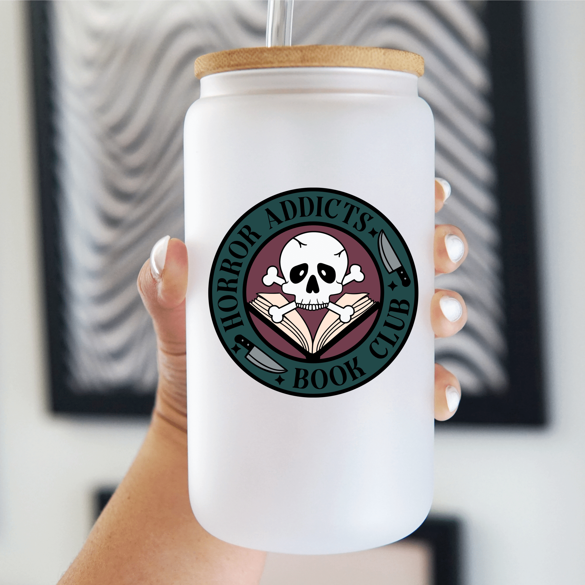 Horror Addicts Book Club Cup With Lid and Straw