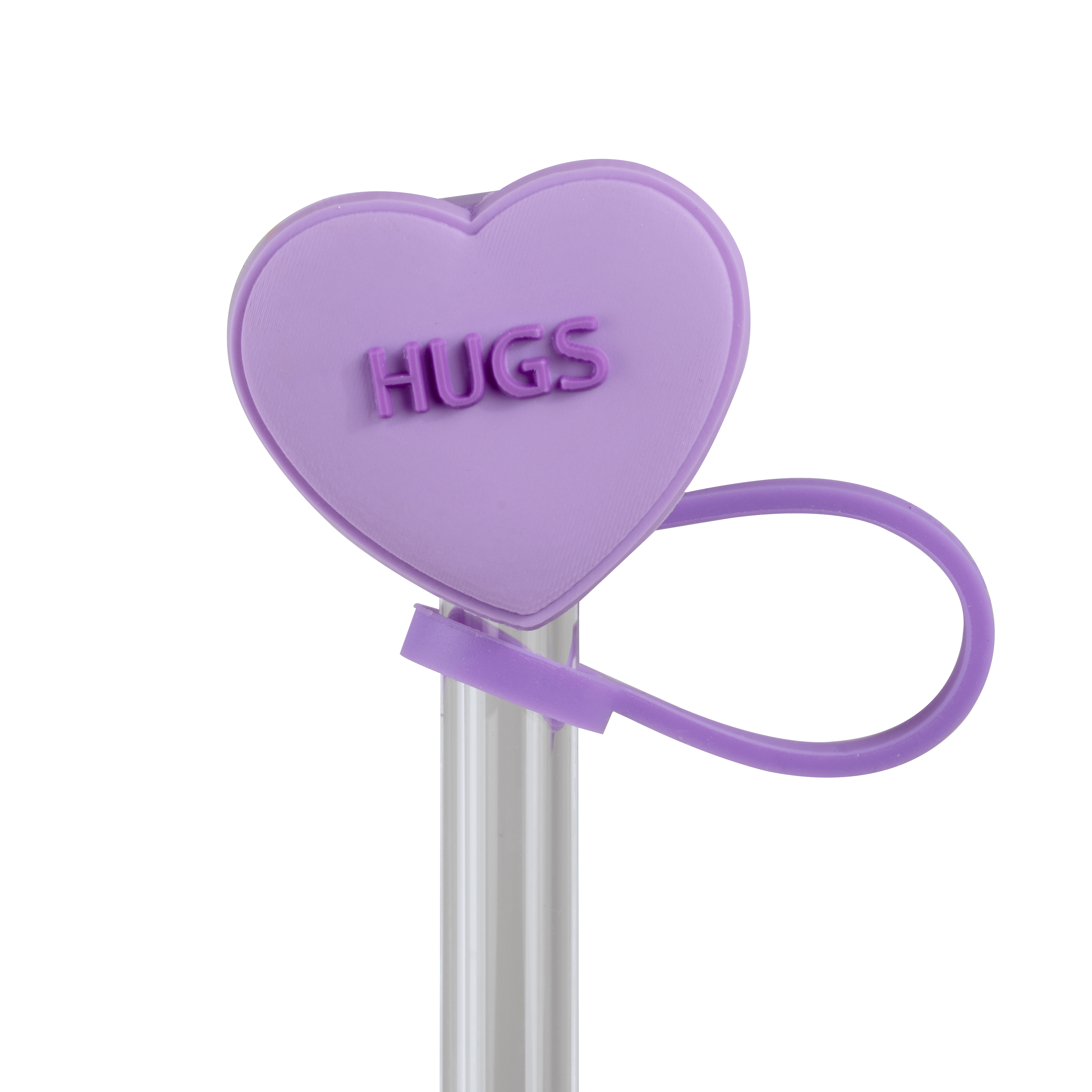 Purple Hugs Heart Straw Topper