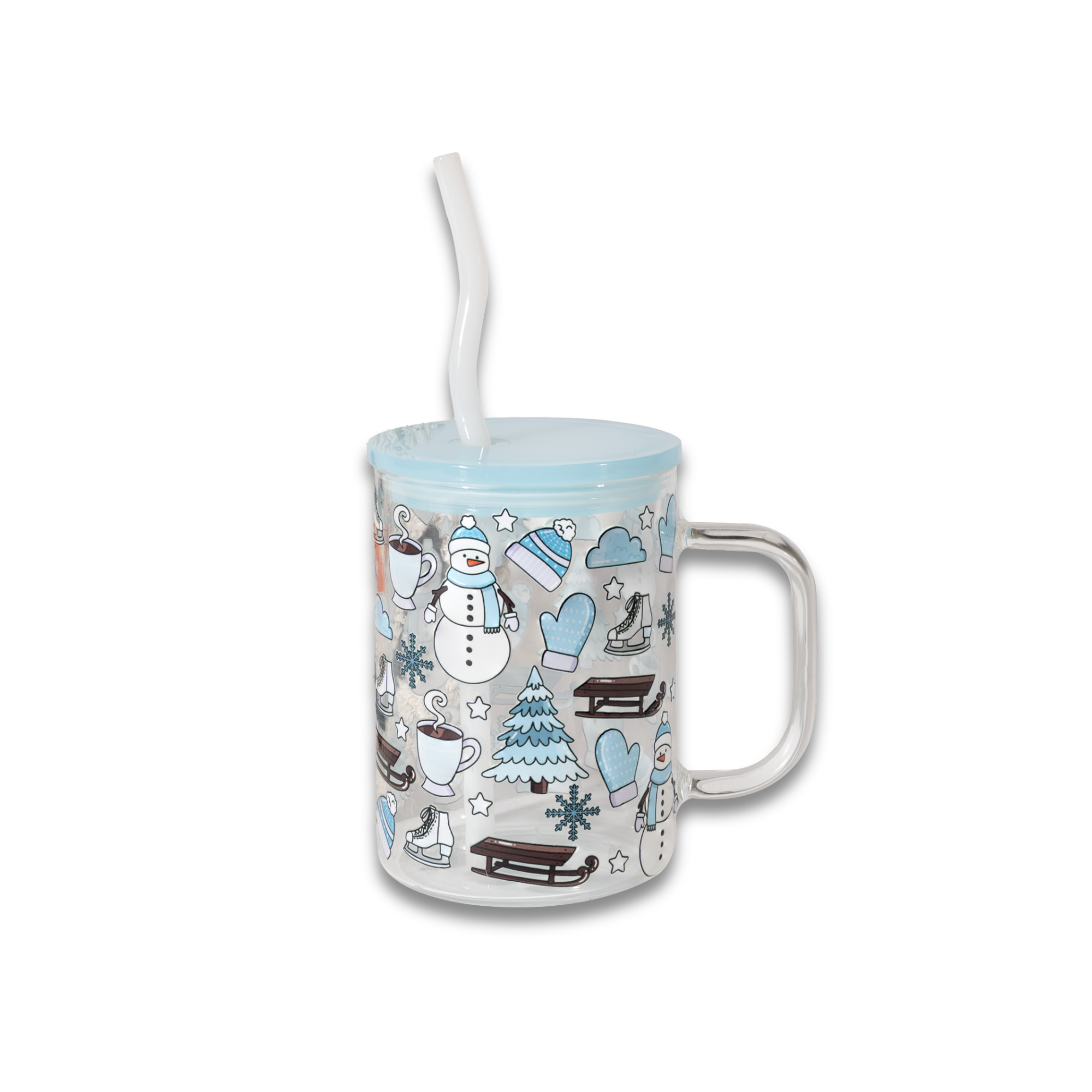 🚨 SALE: 17oz Blue Winter Glass Mug Holiday Gift Bundle