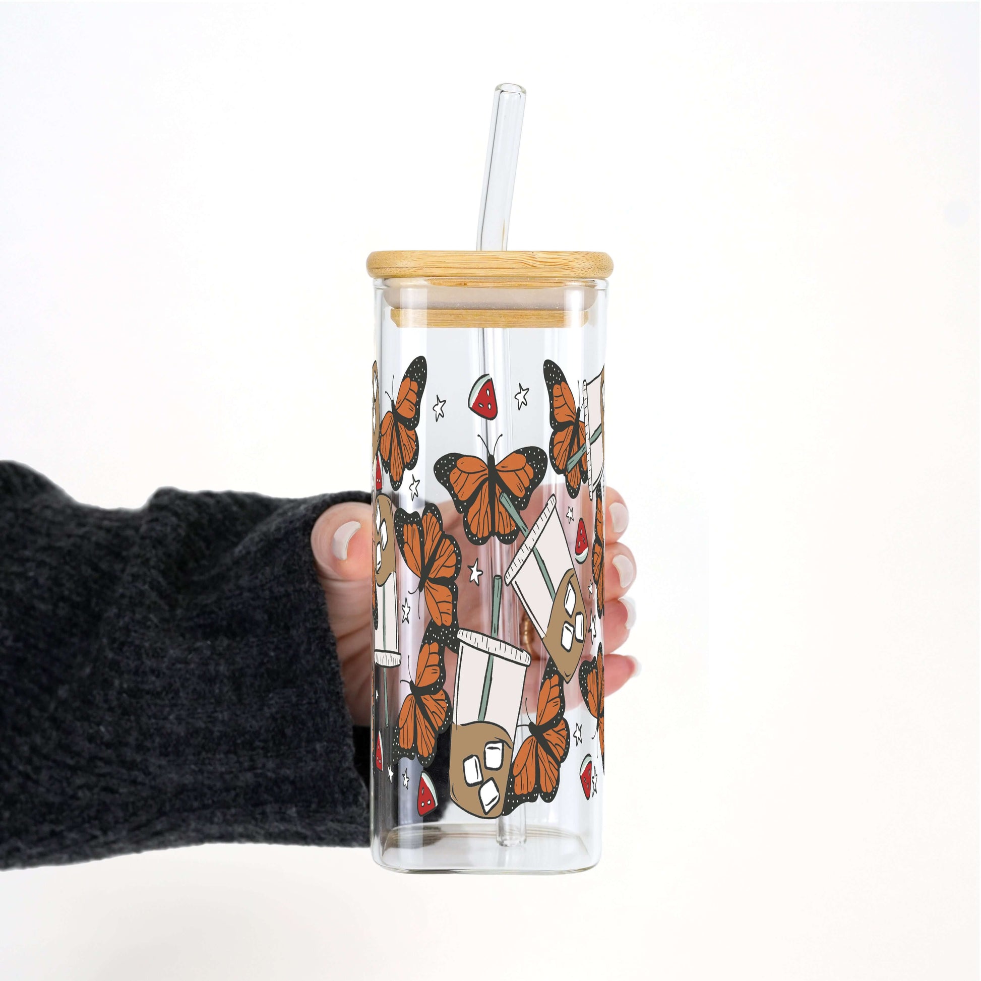 Iced Coffee & Butterflies Cup with Lid and Straw from Sip Sip Hooray – Tumblers
