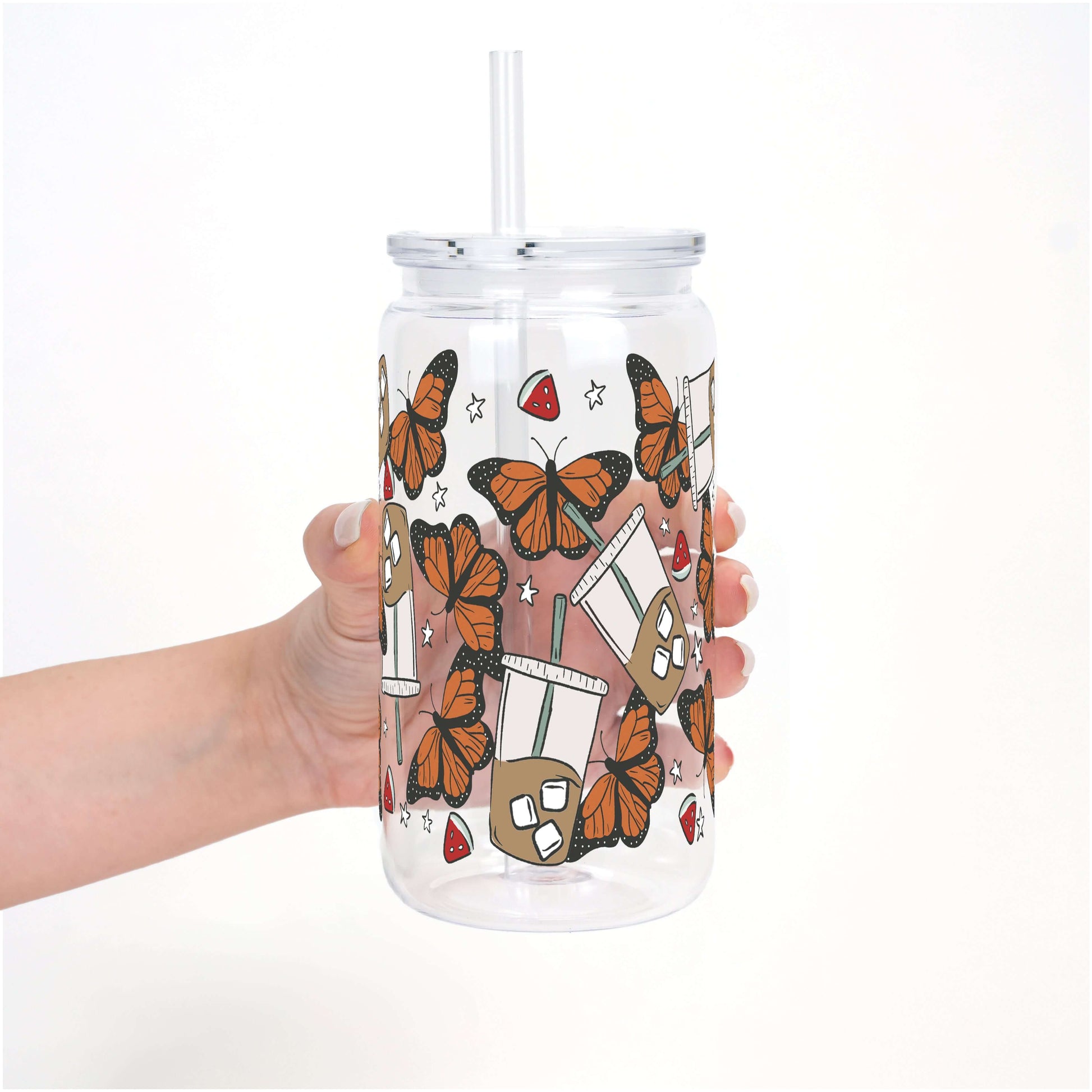 Iced Coffee & Butterflies Cup with Lid and Straw from Sip Sip Hooray – Tumblers