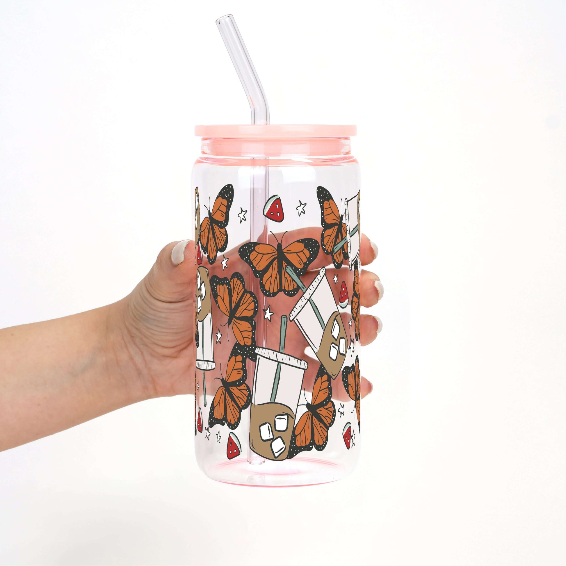 Iced Coffee & Butterflies Cup with Lid and Straw from Sip Sip Hooray – Tumblers