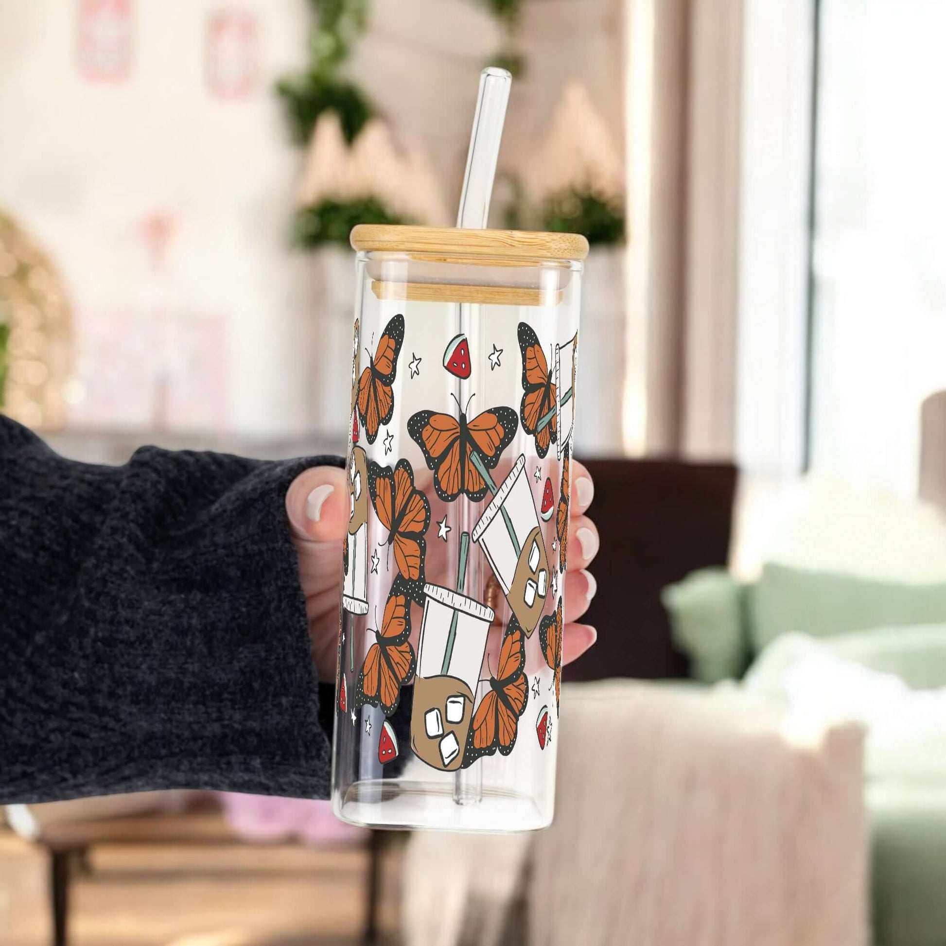 Iced Coffee & Butterflies Cup with Lid and Straw from Sip Sip Hooray – Tumblers