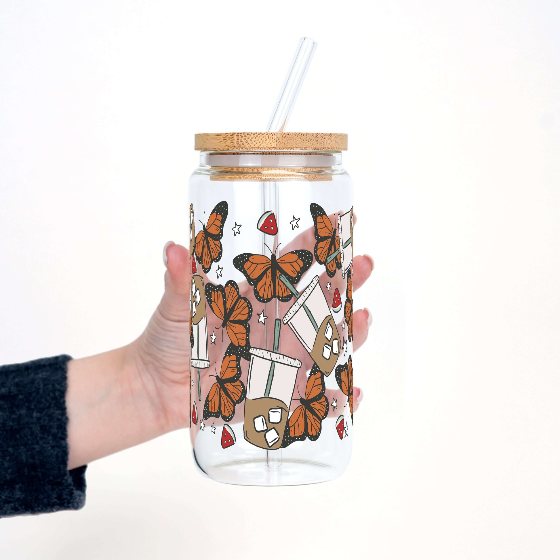 Iced Coffee & Butterflies Cup with Lid and Straw from Sip Sip Hooray – Tumblers