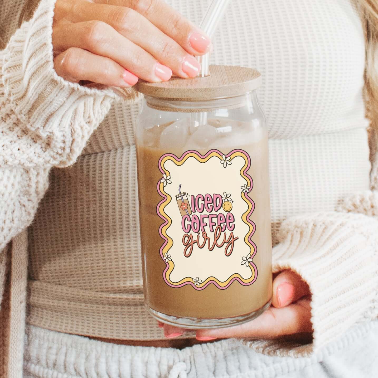 Iced Coffee Girly Cup With Lid and Straw from Sip Sip Hooray – Drinkware