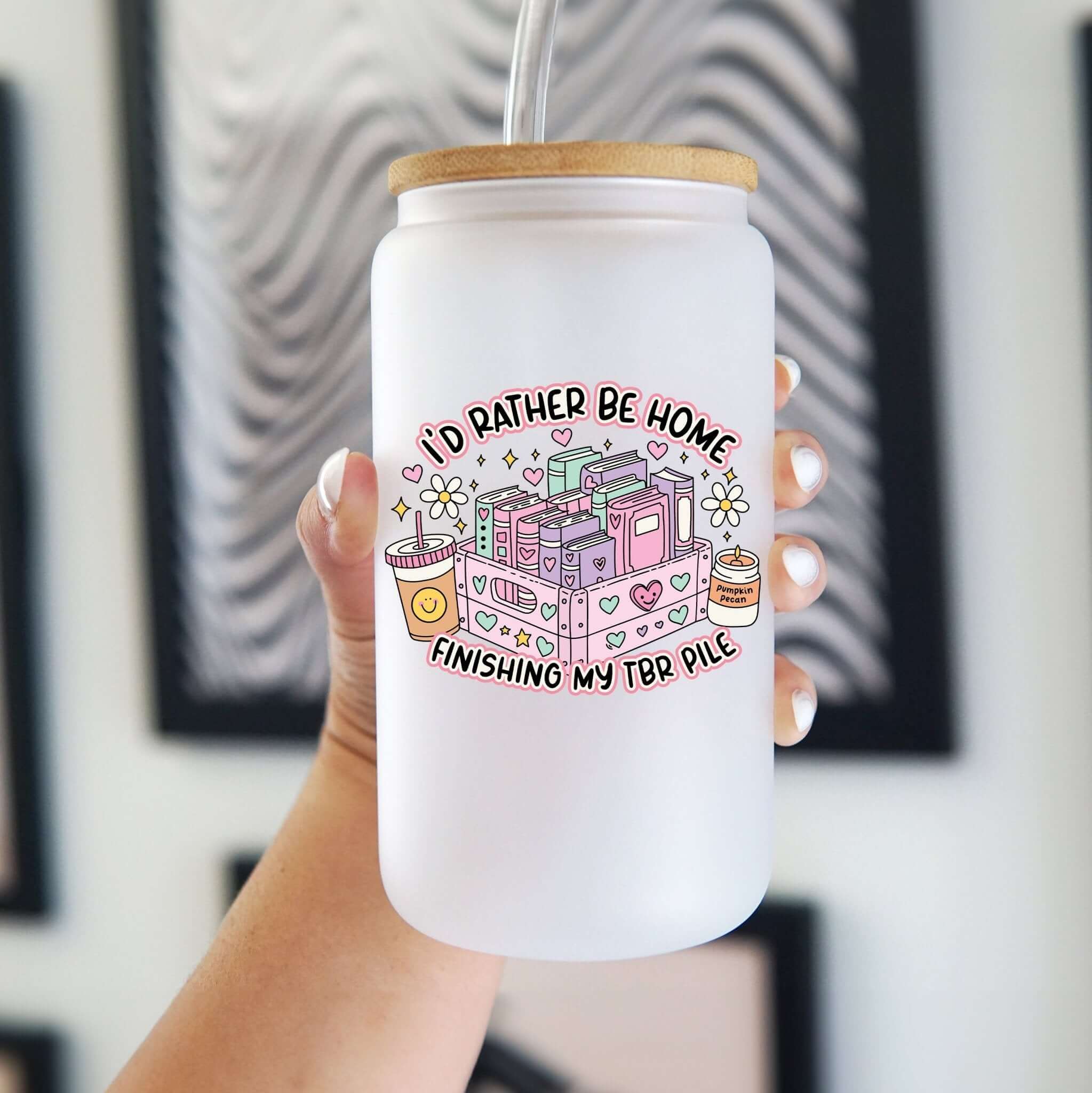 I'd Rather Be Home Can Cup With Lid and Straw
