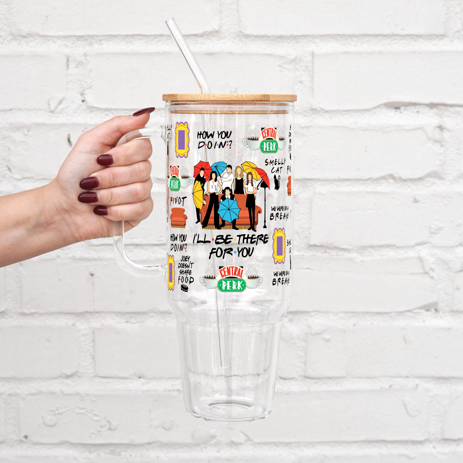 Ill Be There for you 40oz Glass Tumbler with Lid and Straw from Sip Sip Hooray – Drinkware