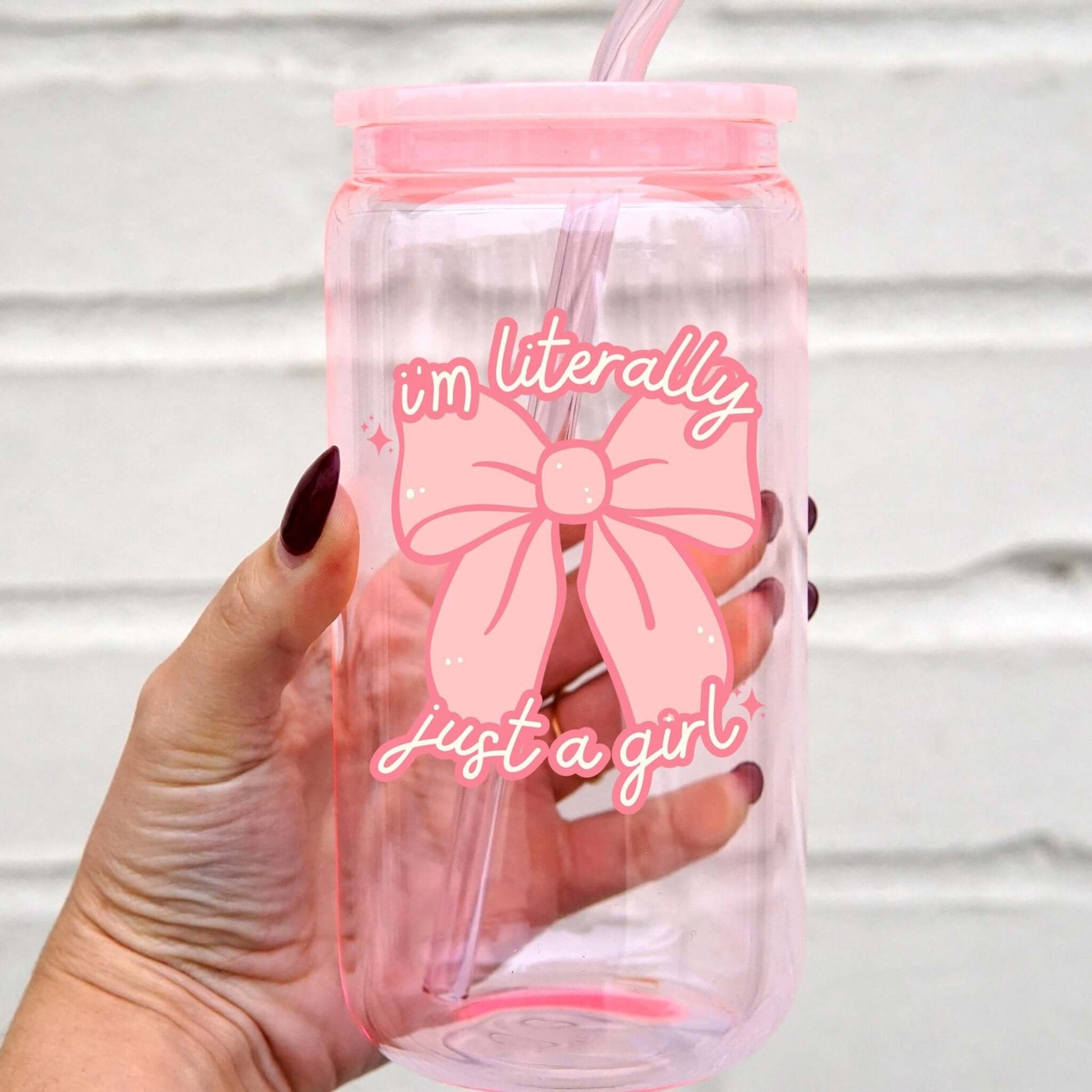 I'm Just a Girl Can Cup With Lid and Straw from Sip Sip Hooray – Drinkware