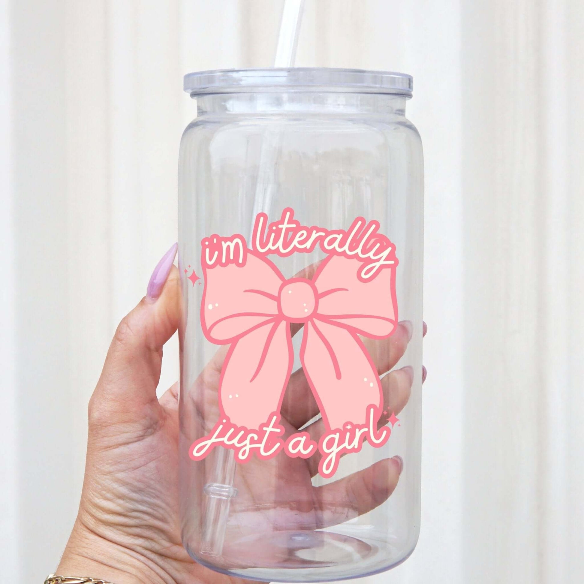 I'm Just a Girl Can Cup With Lid and Straw from Sip Sip Hooray – Drinkware