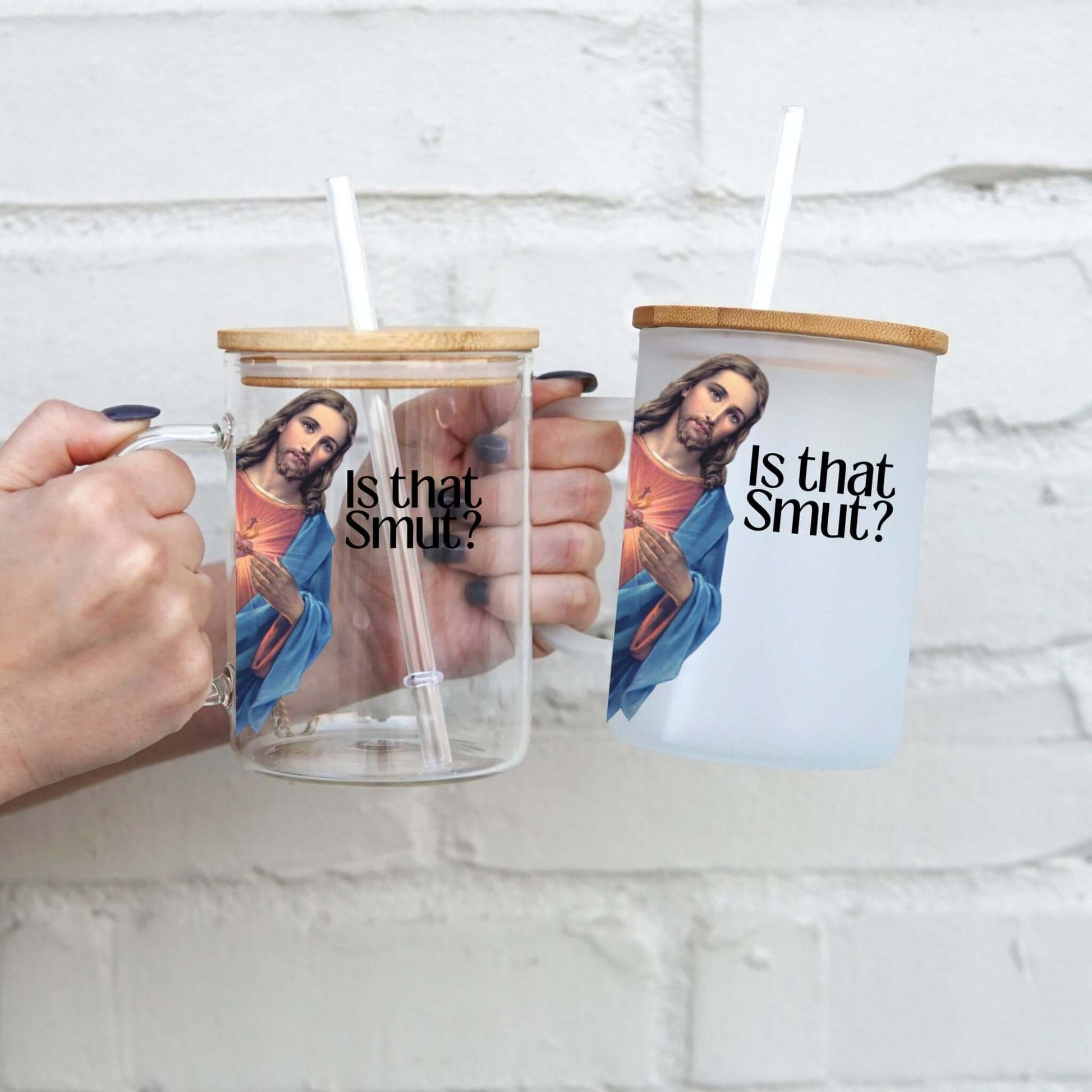 Is that Smut 17oz Glass Mug With Lid and Straw from Sip Sip Hooray – Drinkware