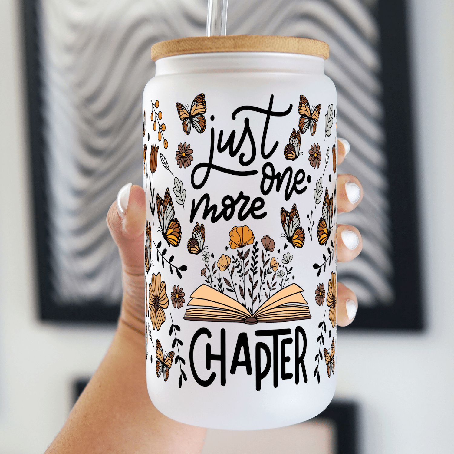 Just One More Chapter Cup With Lid and Straw