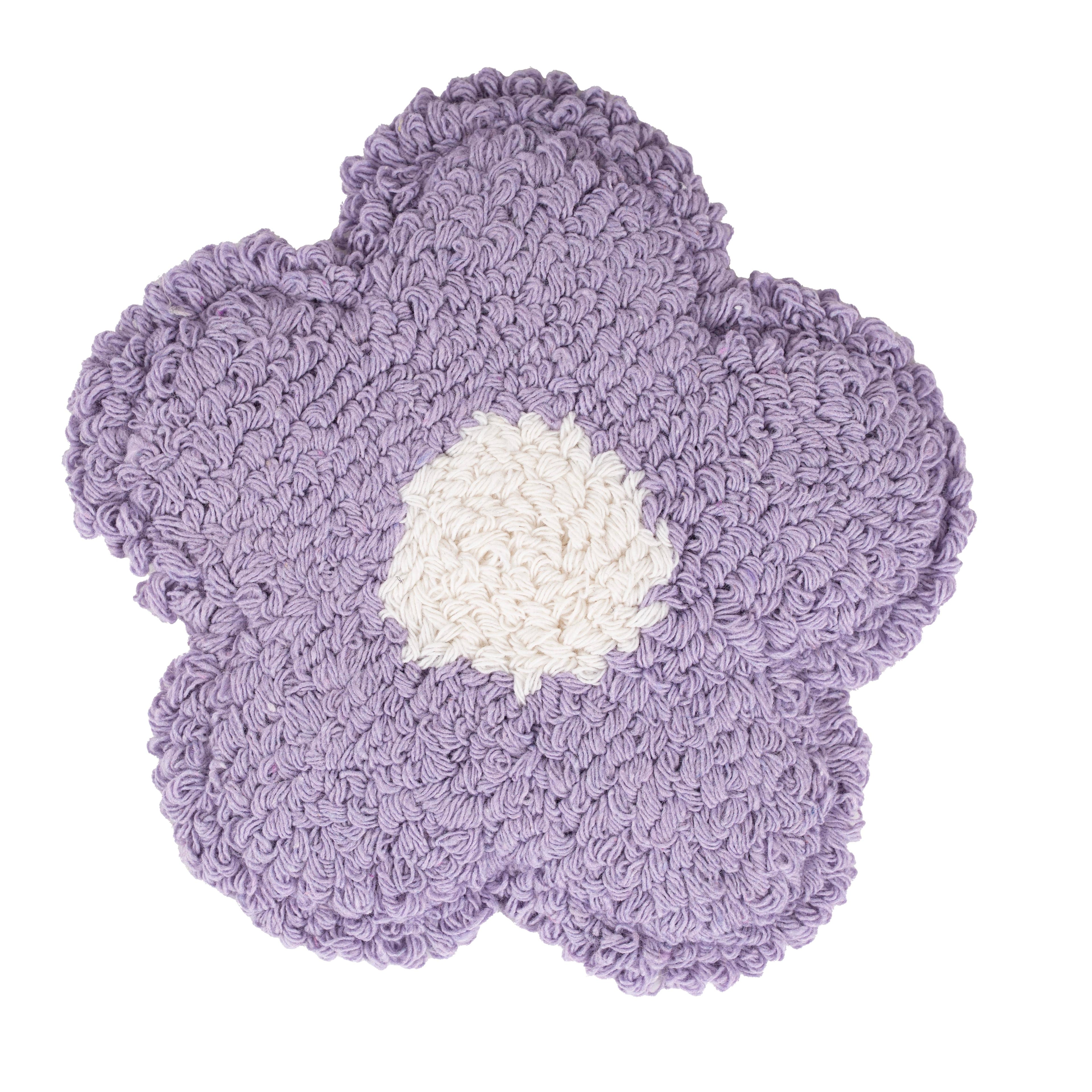 Lavender Daisy Mug Rug, Tufted Coaster, Coquette Coffee Bar Decor