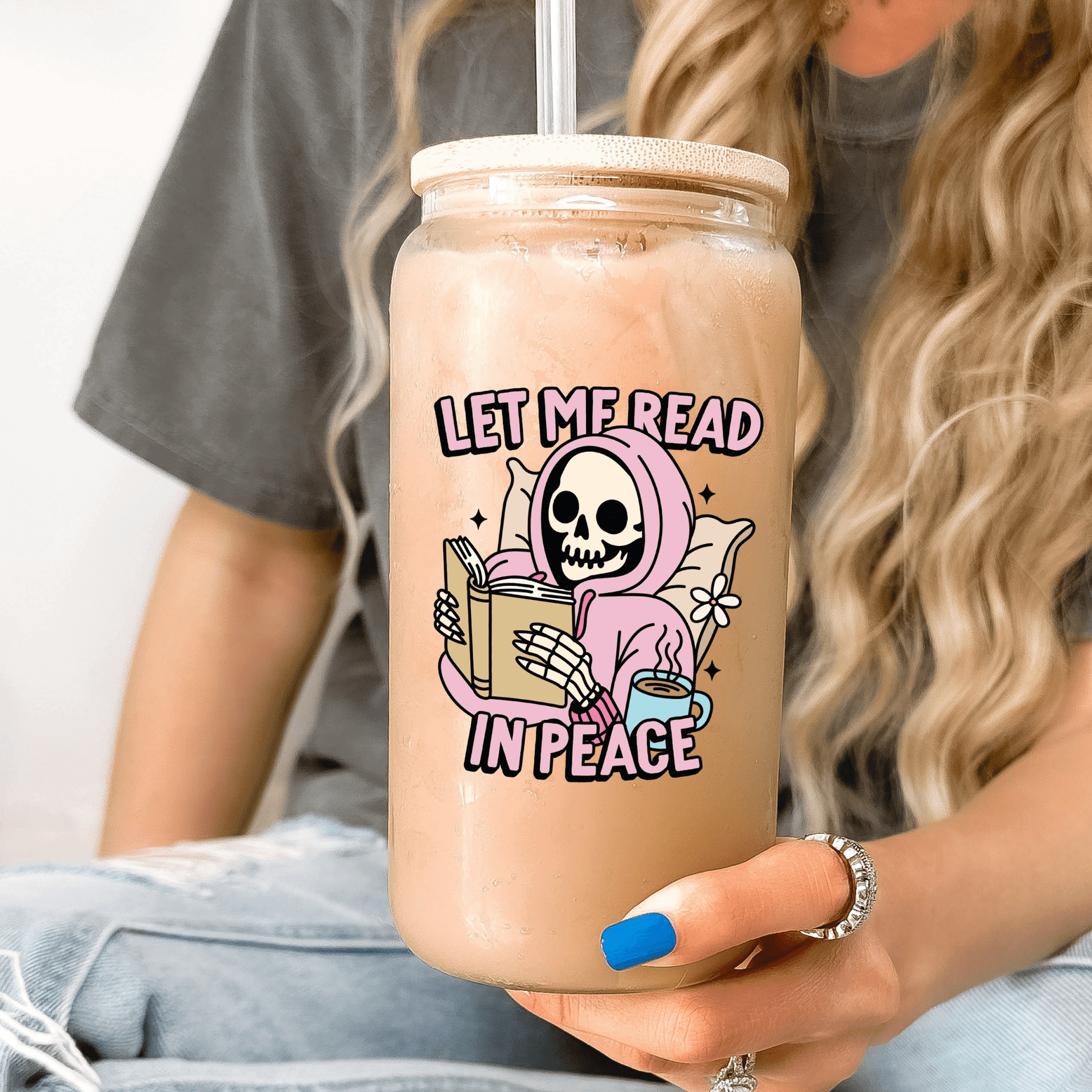 Let Me Read In Peace Cup With Lid and Straw from Sip Sip Hooray – Drinkware