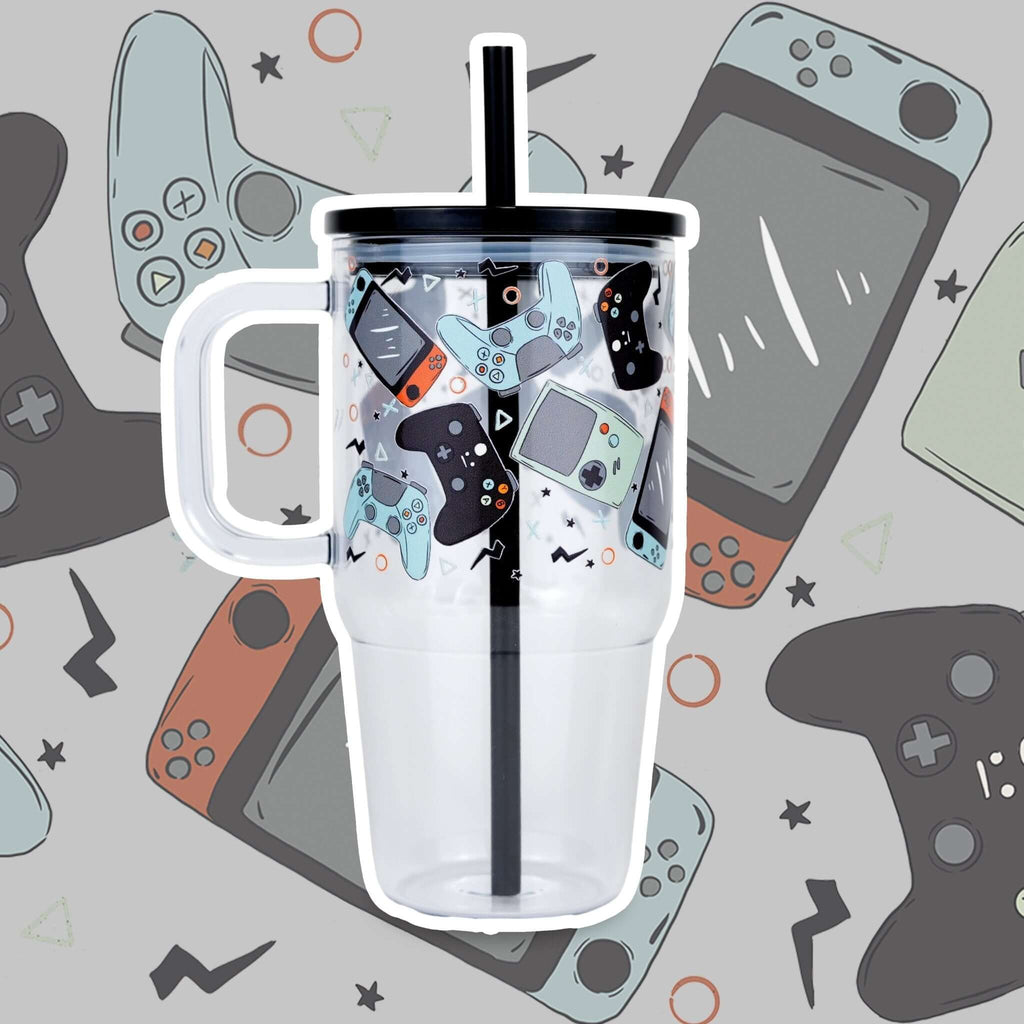 Level Up Gamer Tumbler 20oz Kids Tumbler with Handle, Lid & Straw from Sip Sip Hooray – Drinkware