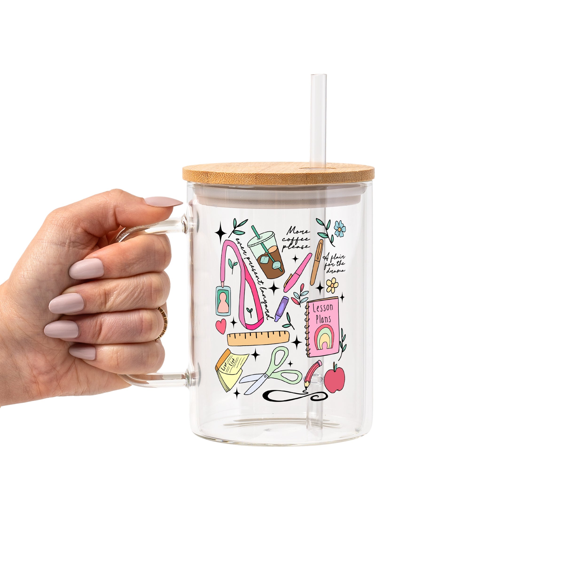 Teacher Mode Glass Cup, Mug & Tumbler with Lid and Straw