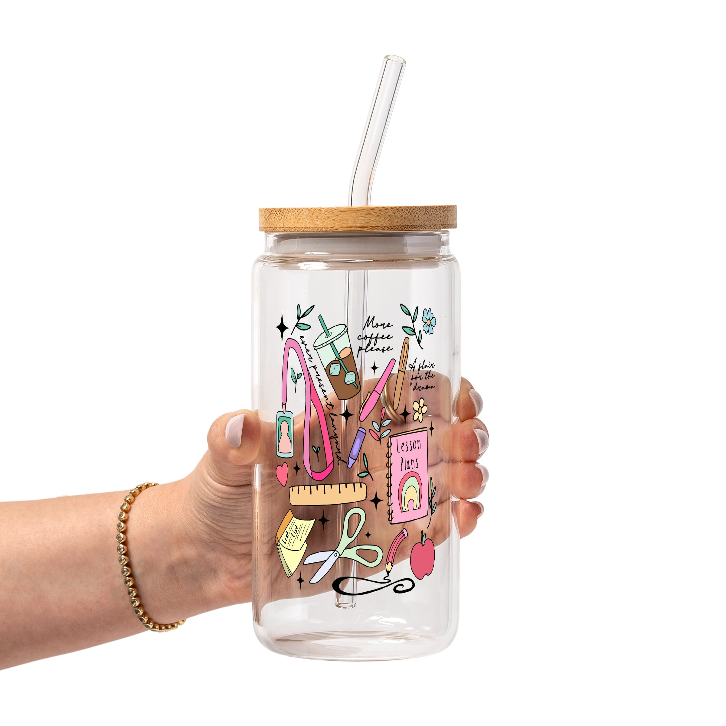 Teacher Mode Glass Cup, Mug & Tumbler with Lid and Straw