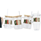 Christmas Mama & Mini Cup Set Glass Cup, Mug & Tumbler with Lid and Straw