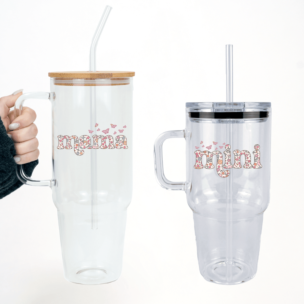 Mama + Mini Floral Butterfly Matching Tumblers from Sip Sip Hooray – Tumblers