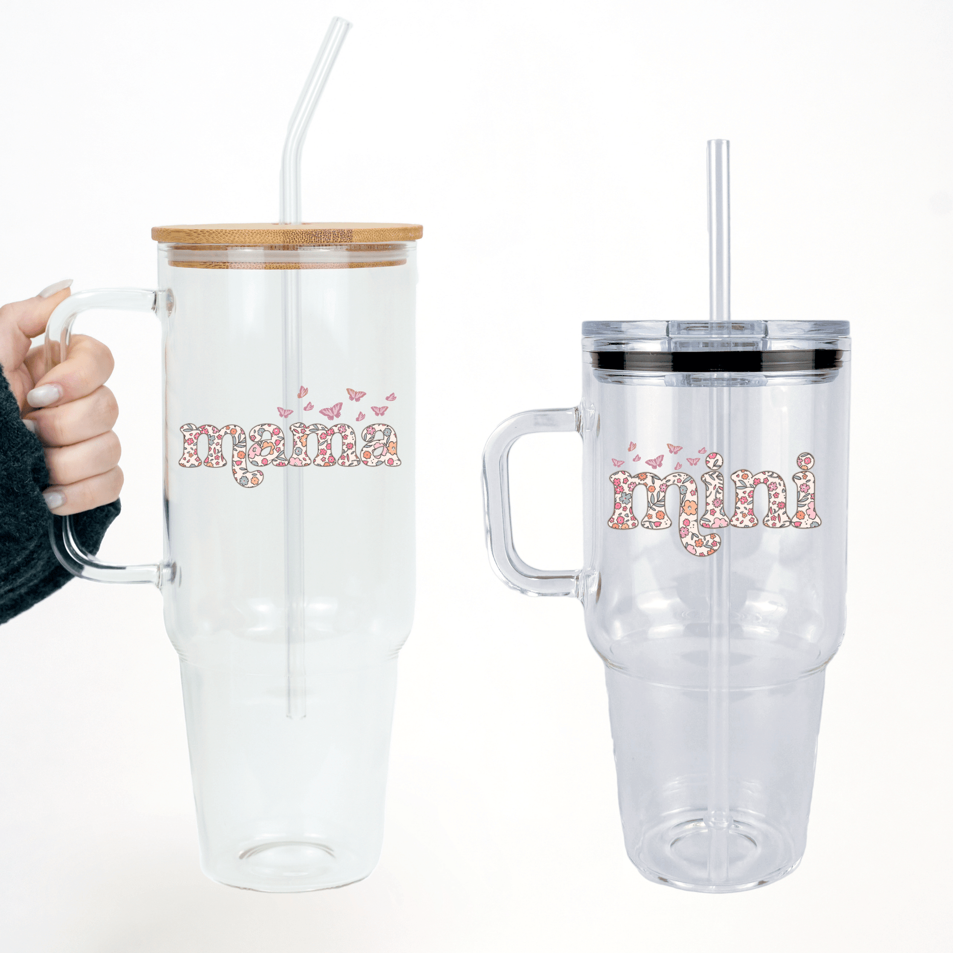 Mama + Mini Floral Butterfly Matching Tumblers from Sip Sip Hooray – Tumblers