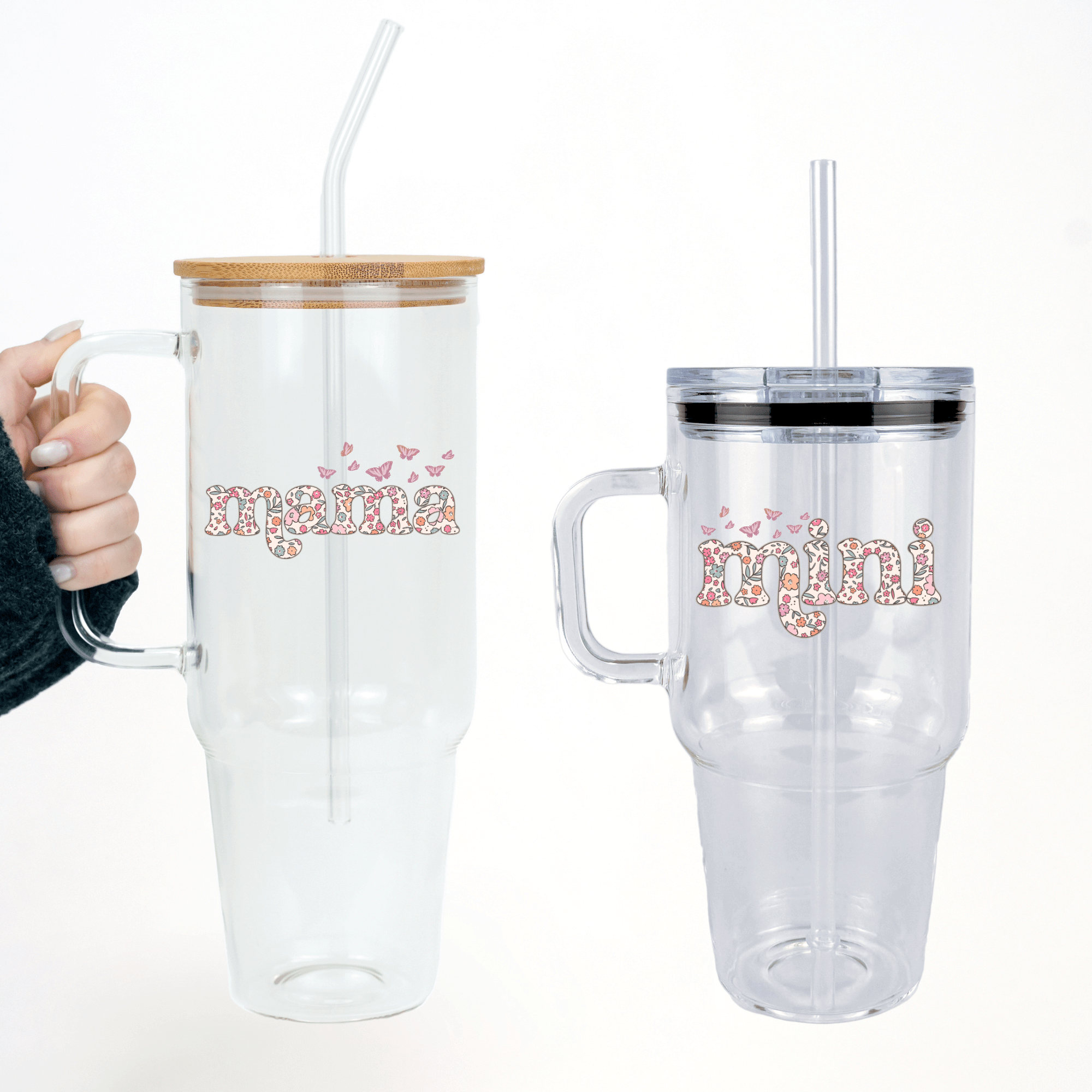 Mama + Mini Floral Butterfly Matching Tumblers from Sip Sip Hooray – Tumblers