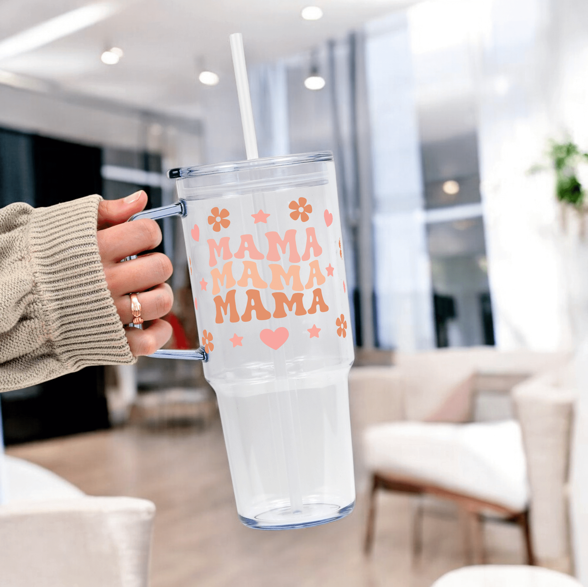 Mama Tumbler With Lid and Straw