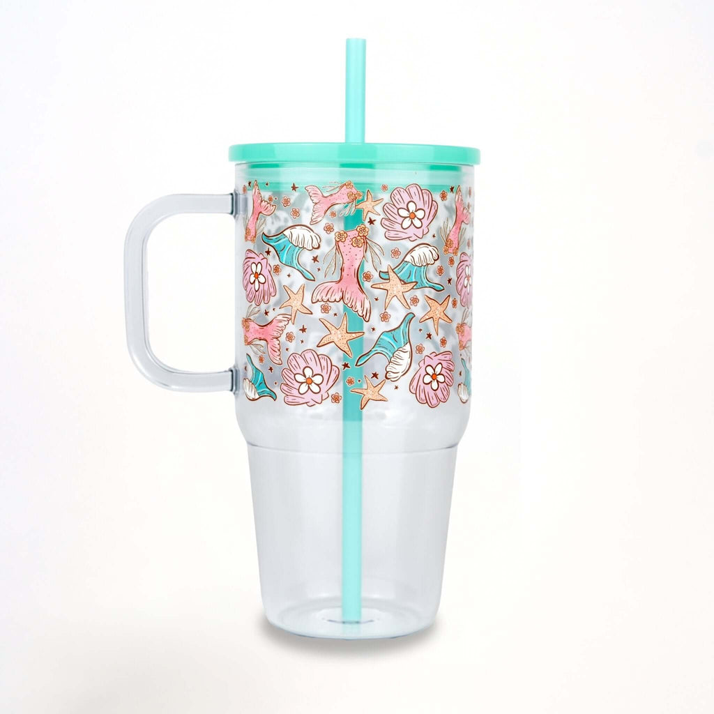 Mermaid Magic 20oz Kids Tumbler with Handle, Lid & Straw from Sip Sip Hooray – Drinkware