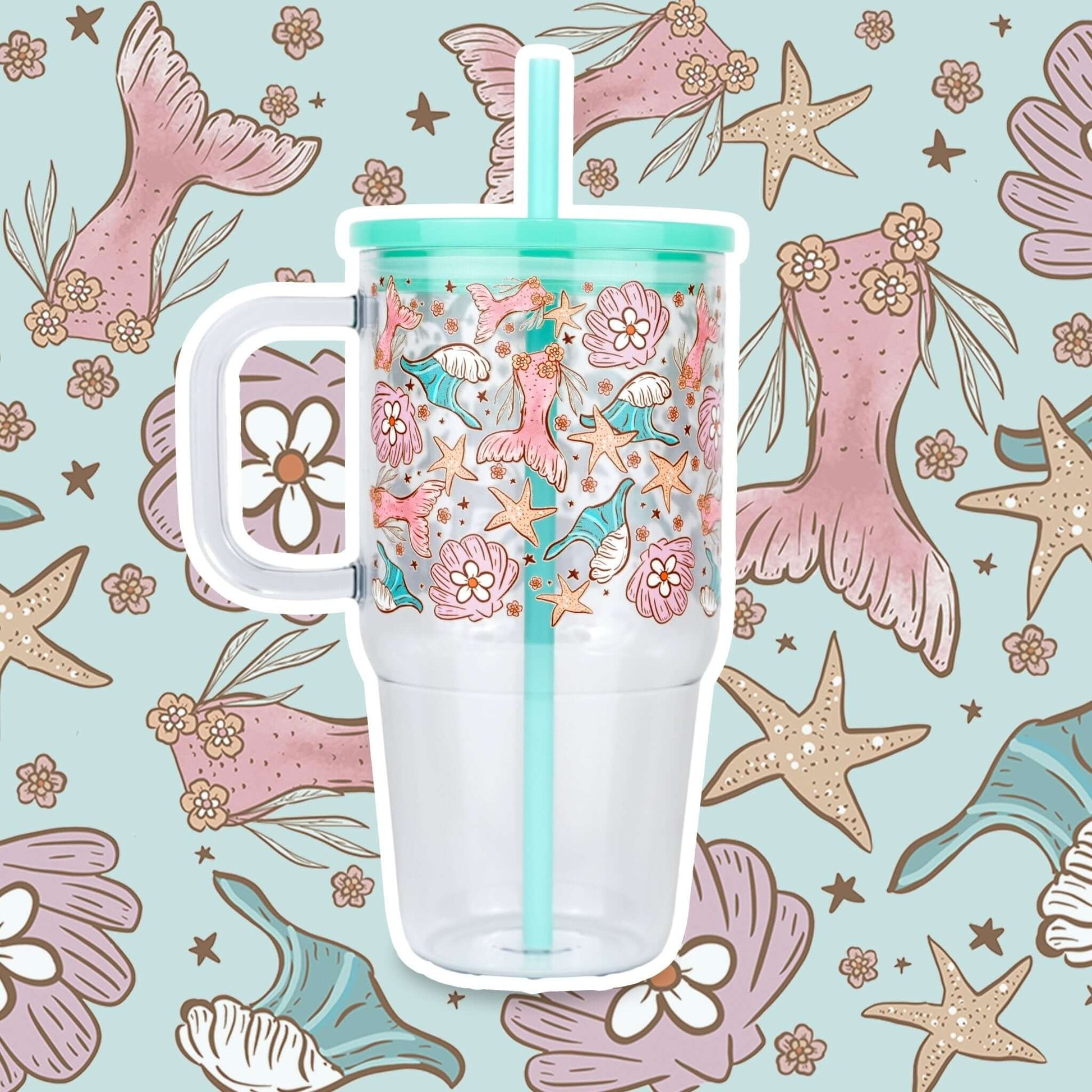 Mermaid Magic 20oz Kids Tumbler with Handle, Lid & Straw from Sip Sip Hooray – Drinkware
