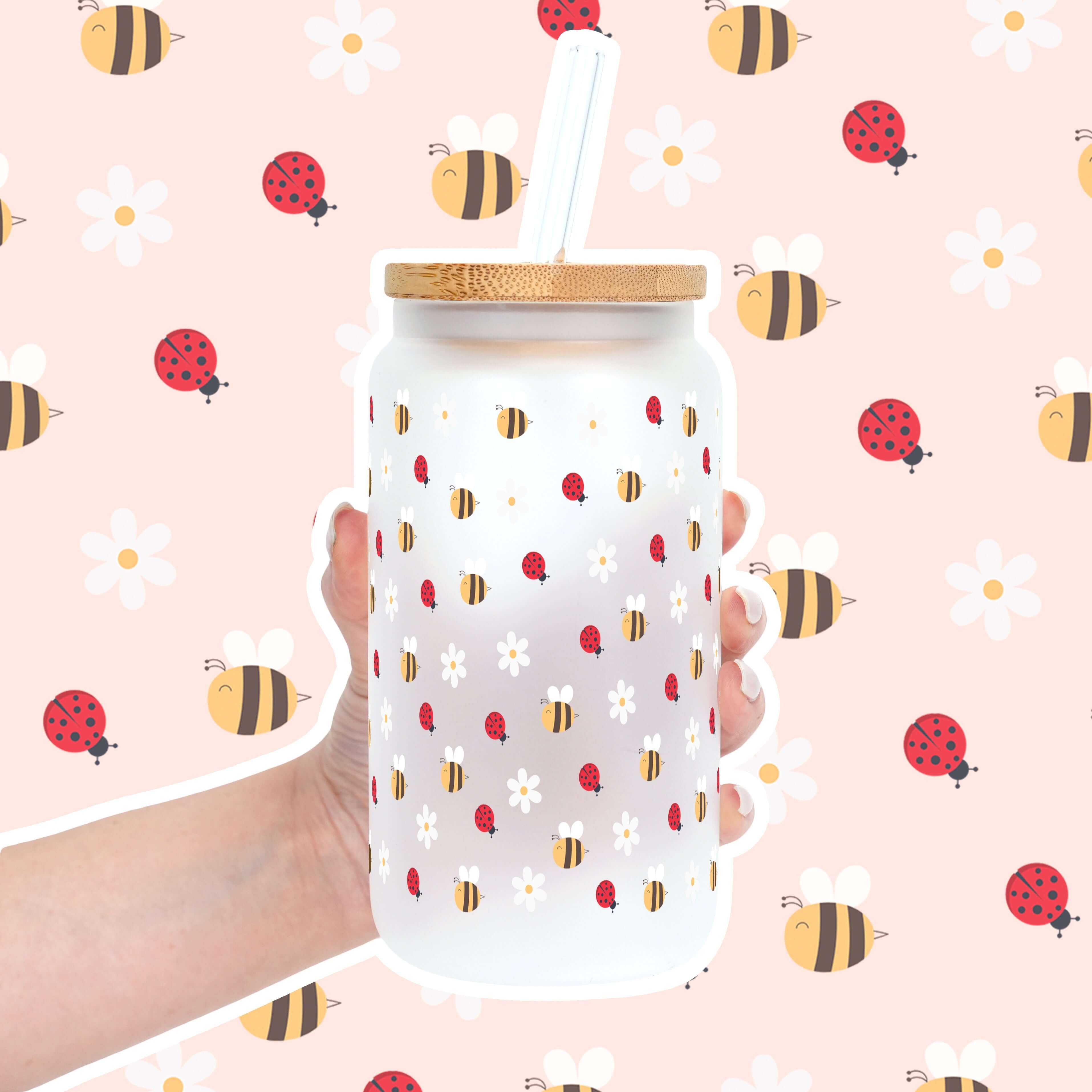 Mini Bee & Ladybug Cup With Lid and Straw
