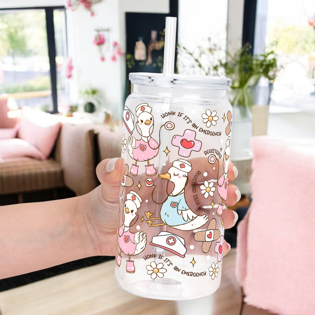 Registered Silly Goose Glass Cup, Mug & Tumbler with Lid and Straw
