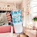 Blue Medical Glass Cup, Mug & Tumbler with Lid and Straw