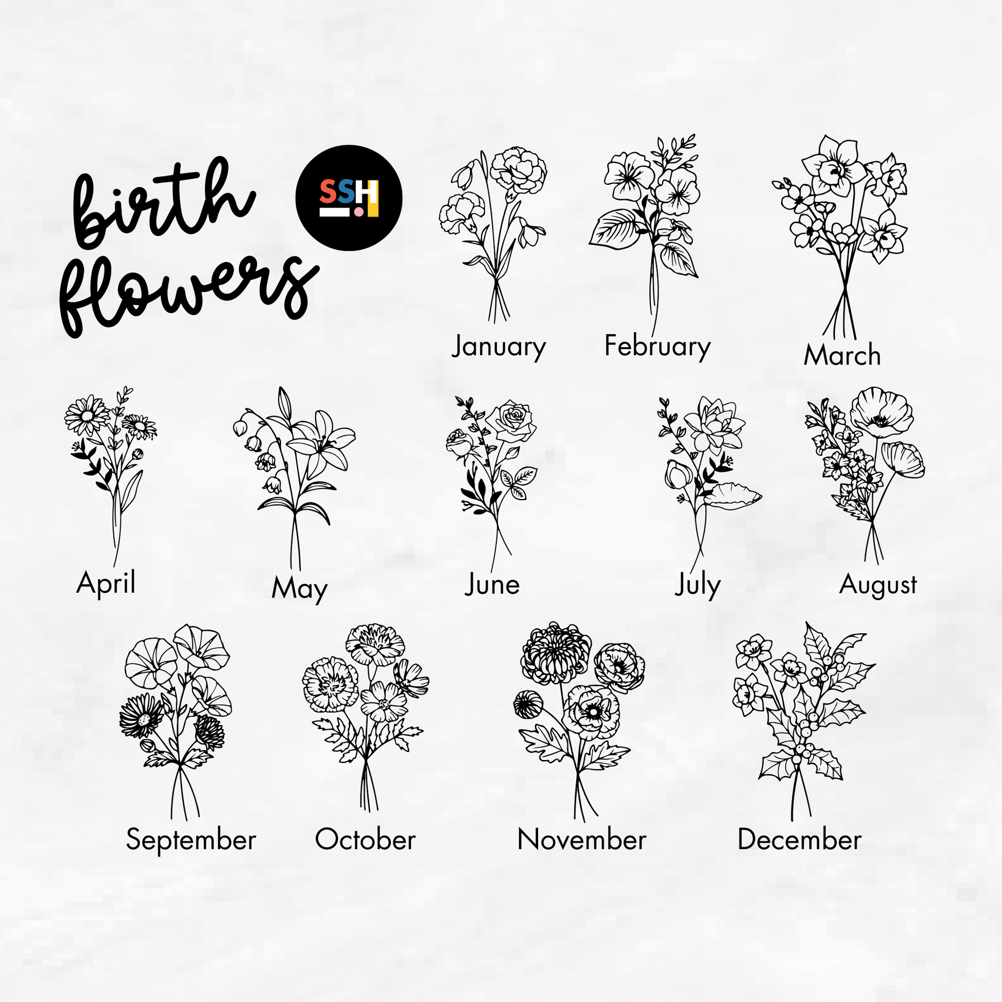 Modern Birth Flower Can Cup with Lid and Straw from Sip Sip Hooray – Tumblers