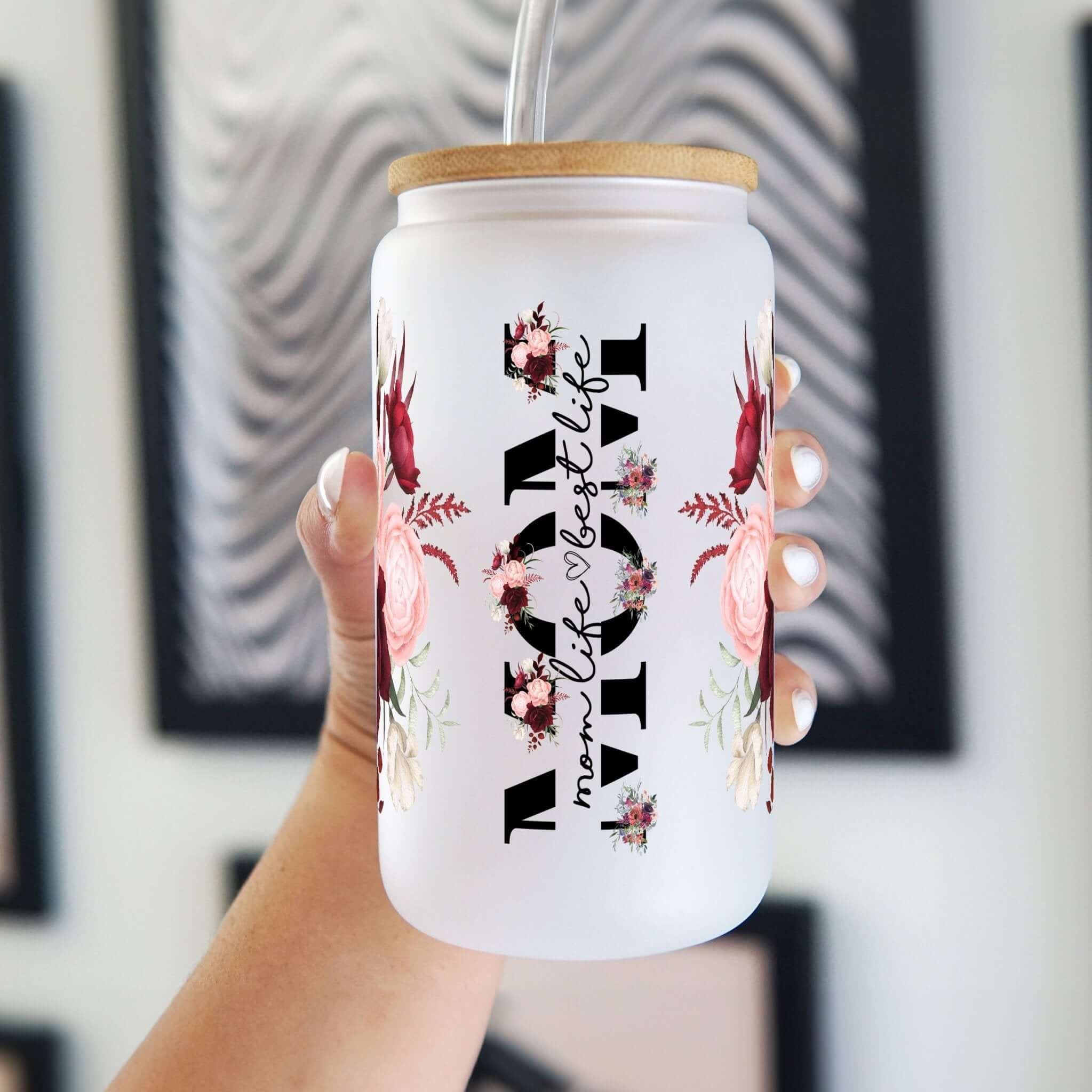 Mom Life Best Life Cup With Lid and Straw