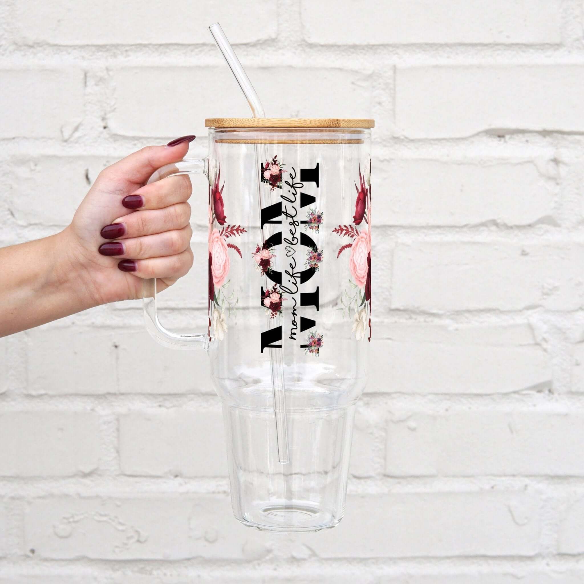 Mom Life Tumbler With Lid and Straw