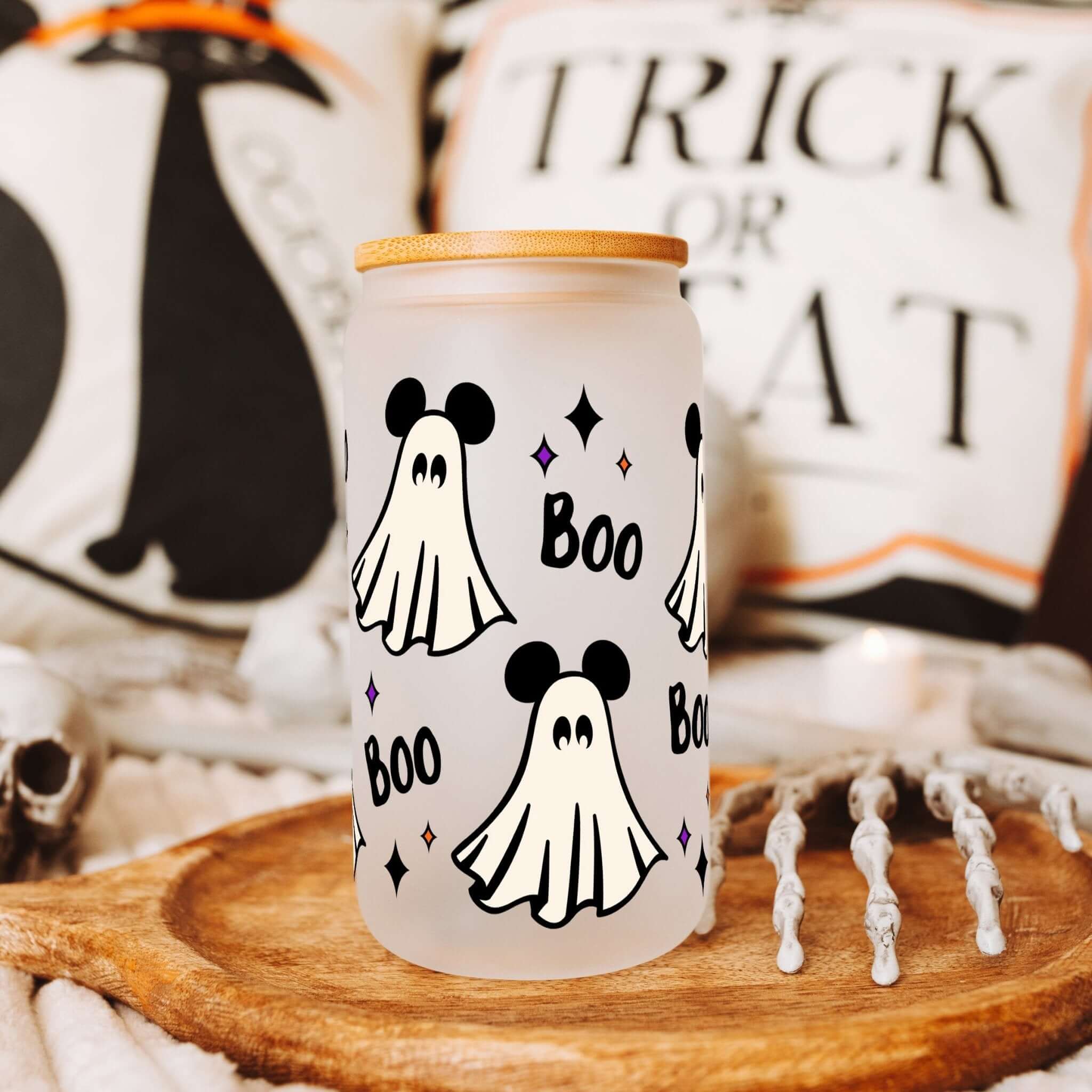 Mouse Ghost Cup With Lid and Straw