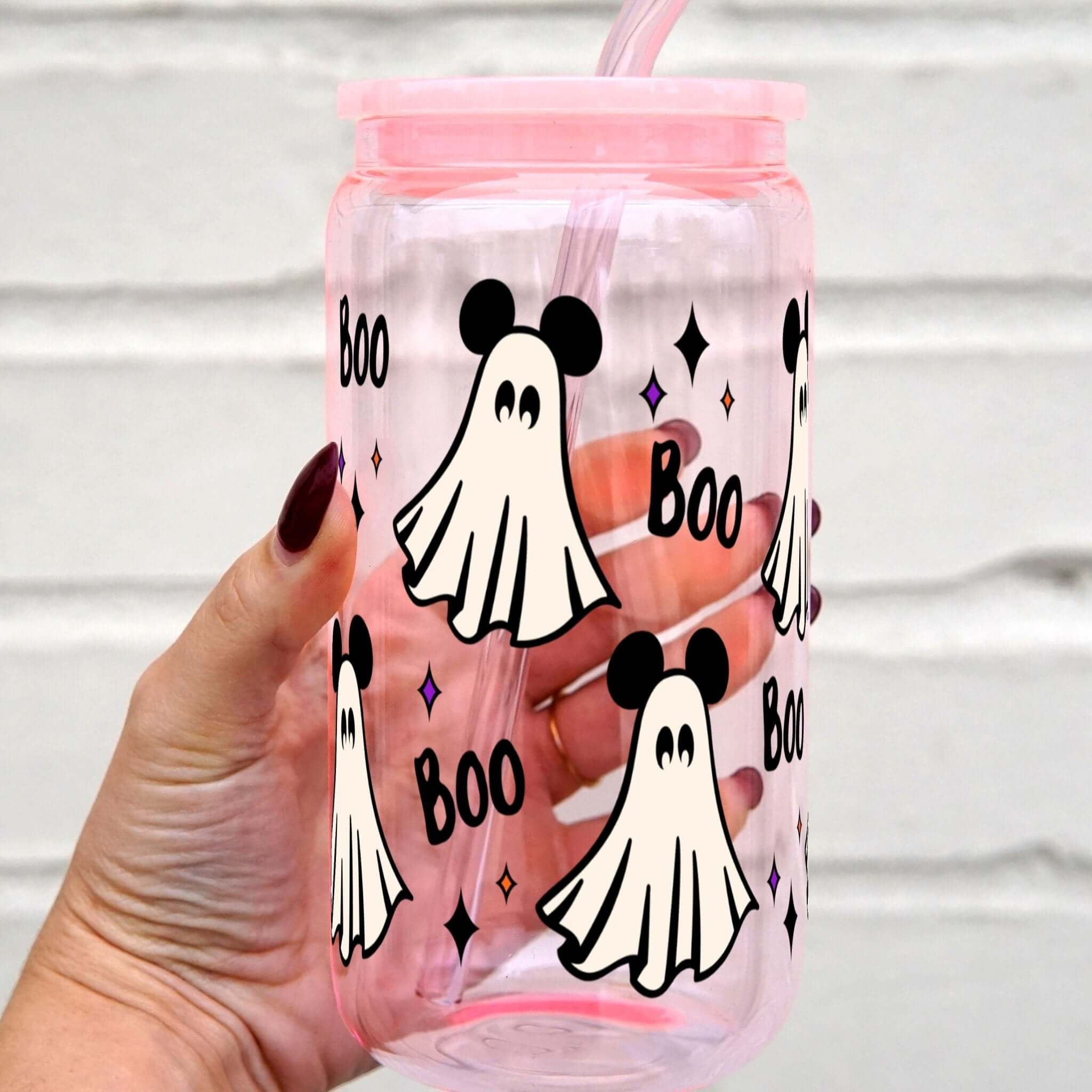 Mouse Ghost Cup With Lid and Straw