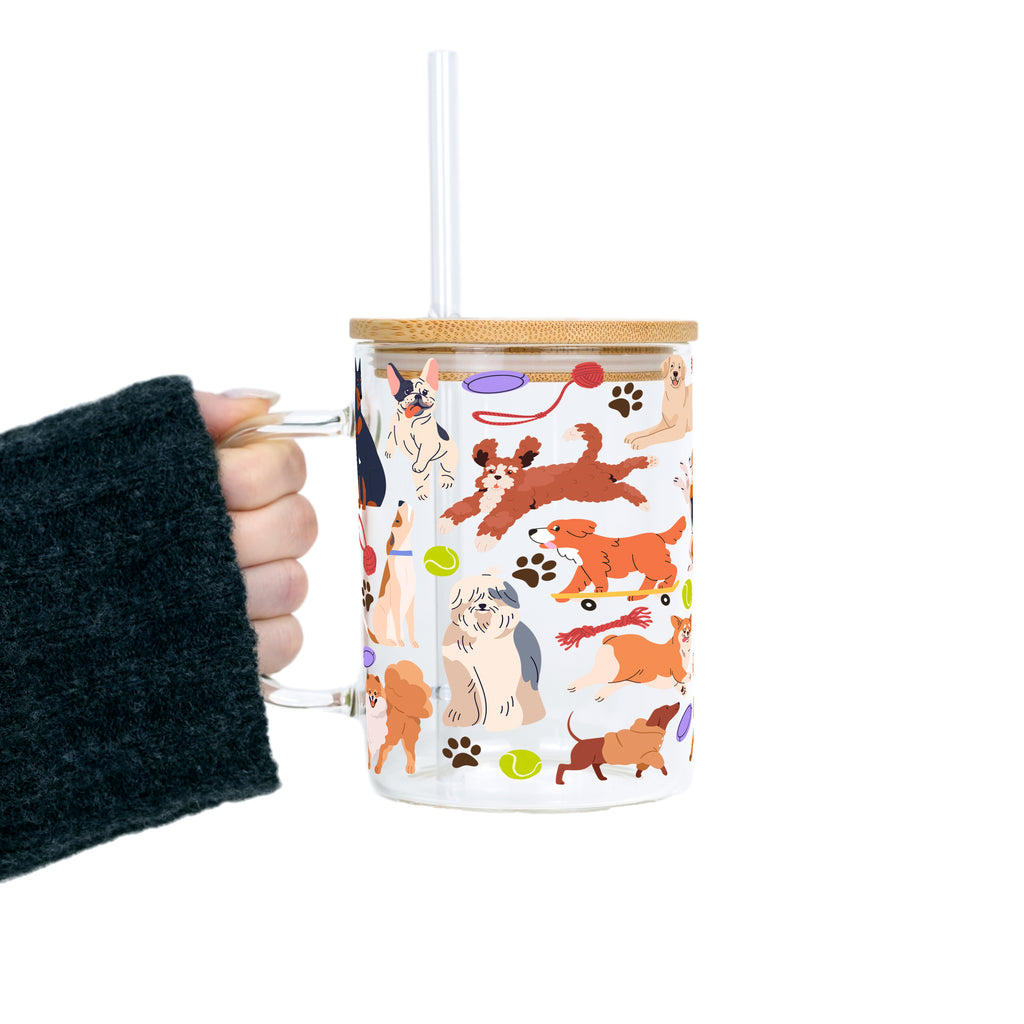 Dog Park Glass Cup, Mug & Tumbler with Lid and Straw