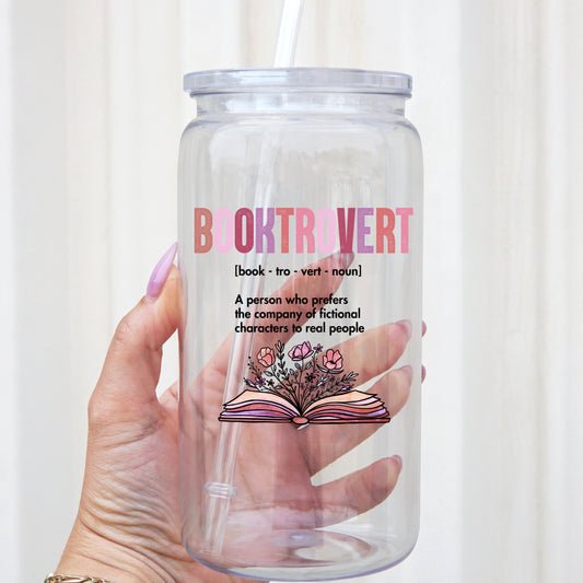 Booktrovert 16oz Acrylic Plastic Cup with Clear Lid