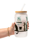 Book Shelves With Kitty and Plants Glass Cup, Mug & Tumbler with Lid and Straw